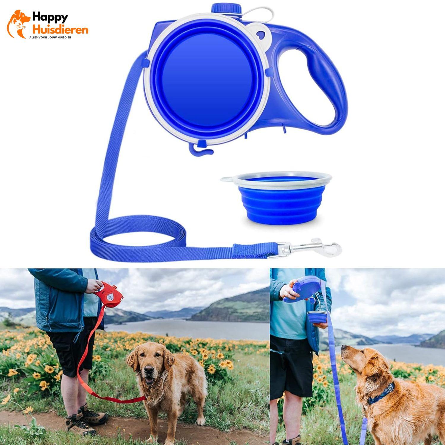 WalkEase Duo | Multifunctionele Hondenriem met Drink- en Voerfunctie