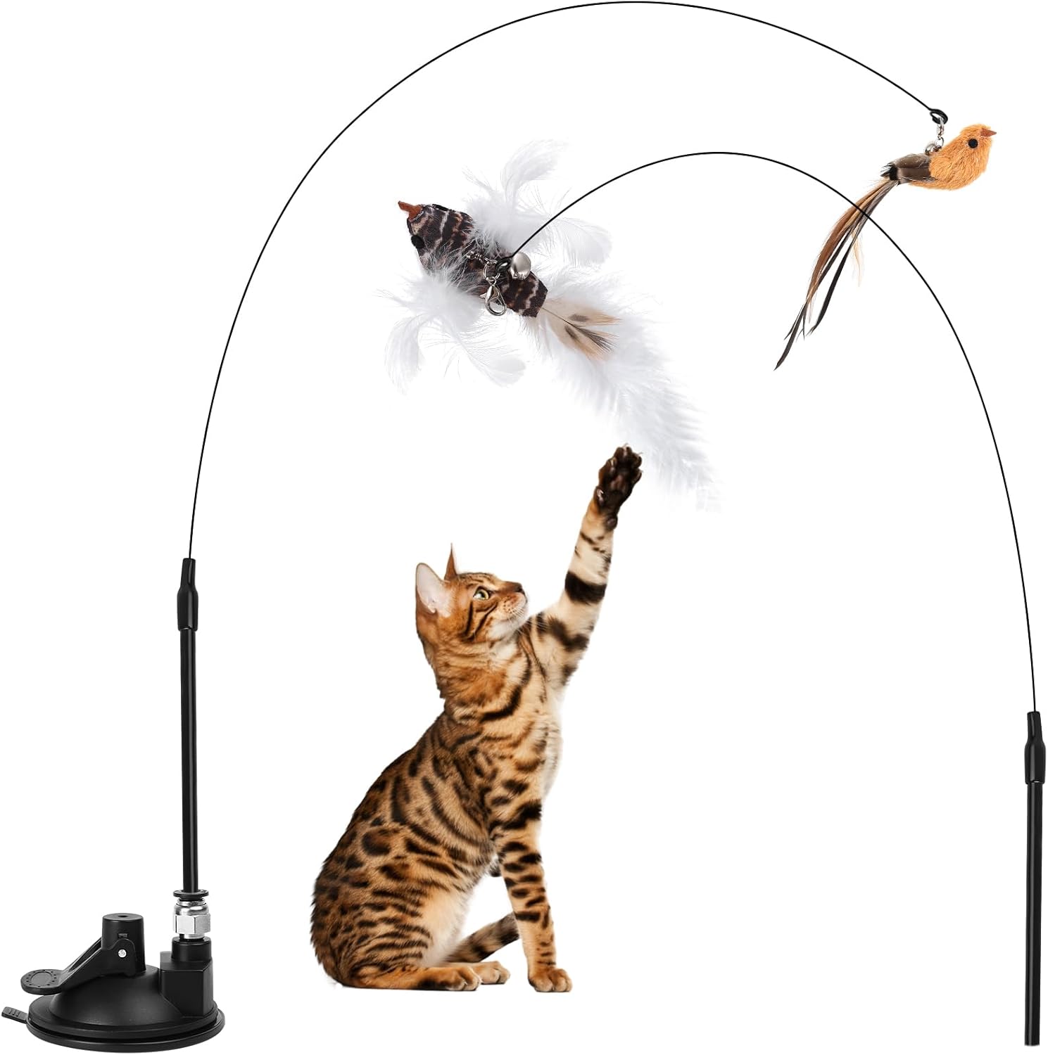 SkyChase Kattenspeelset | 2 Interactieve Hengels met Zuignap voor Actief Spel