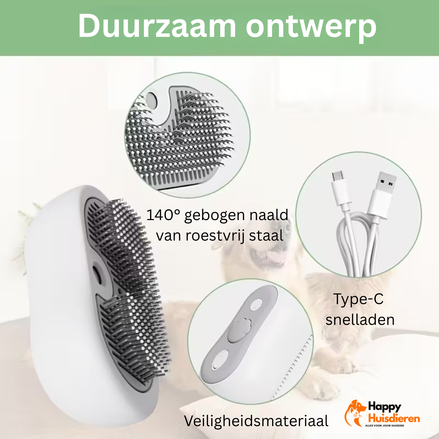 Oplaadbare huisdierspray-haarkam | Antistatische Verzorgingsborstel met Mist Spray, Haarverwijdering & Massage voor Honden & Katten