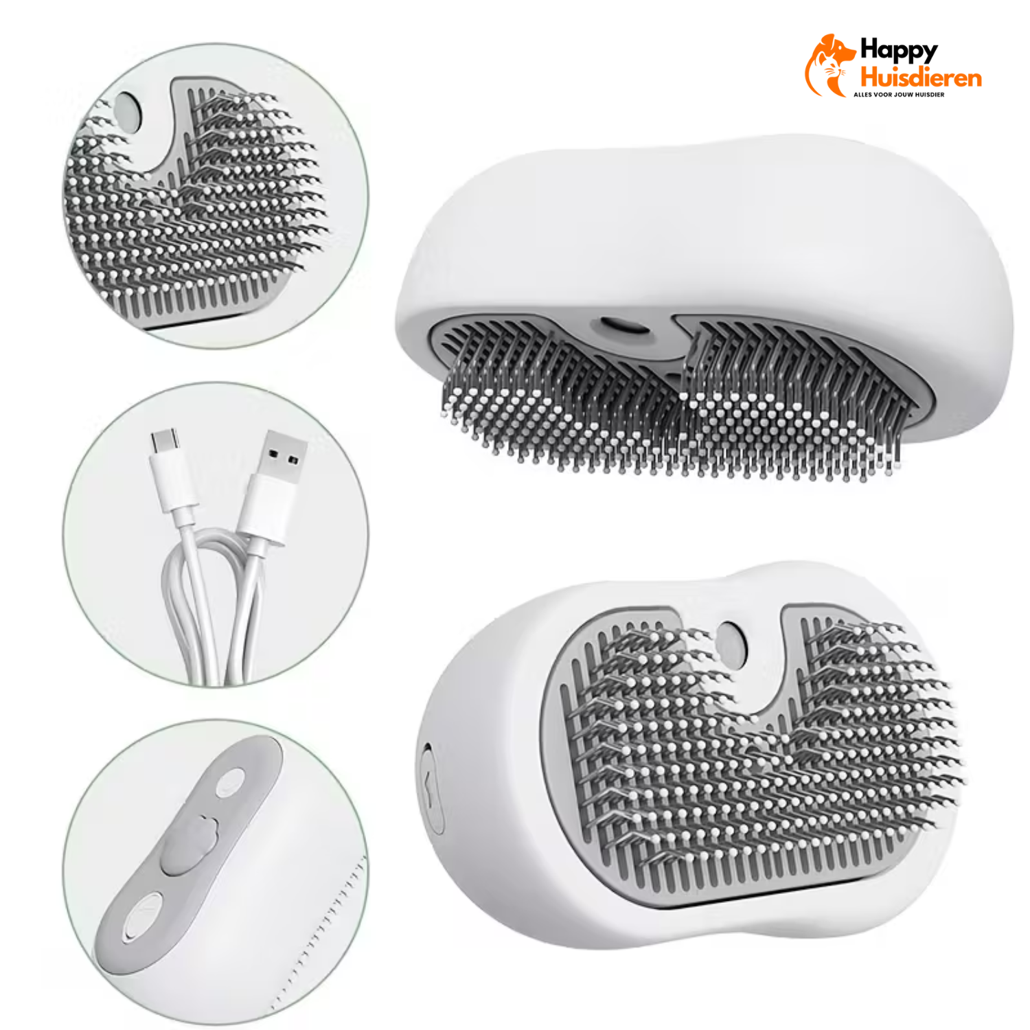 Oplaadbare huisdierspray-haarkam | Antistatische Verzorgingsborstel met Mist Spray, Haarverwijdering & Massage voor Honden & Katten