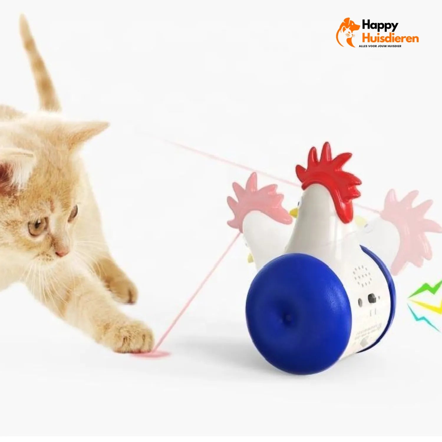 Achtervolg Licht | Interactieve Kattenspeelset met Laser en Beweging – Haantjesontwerp
