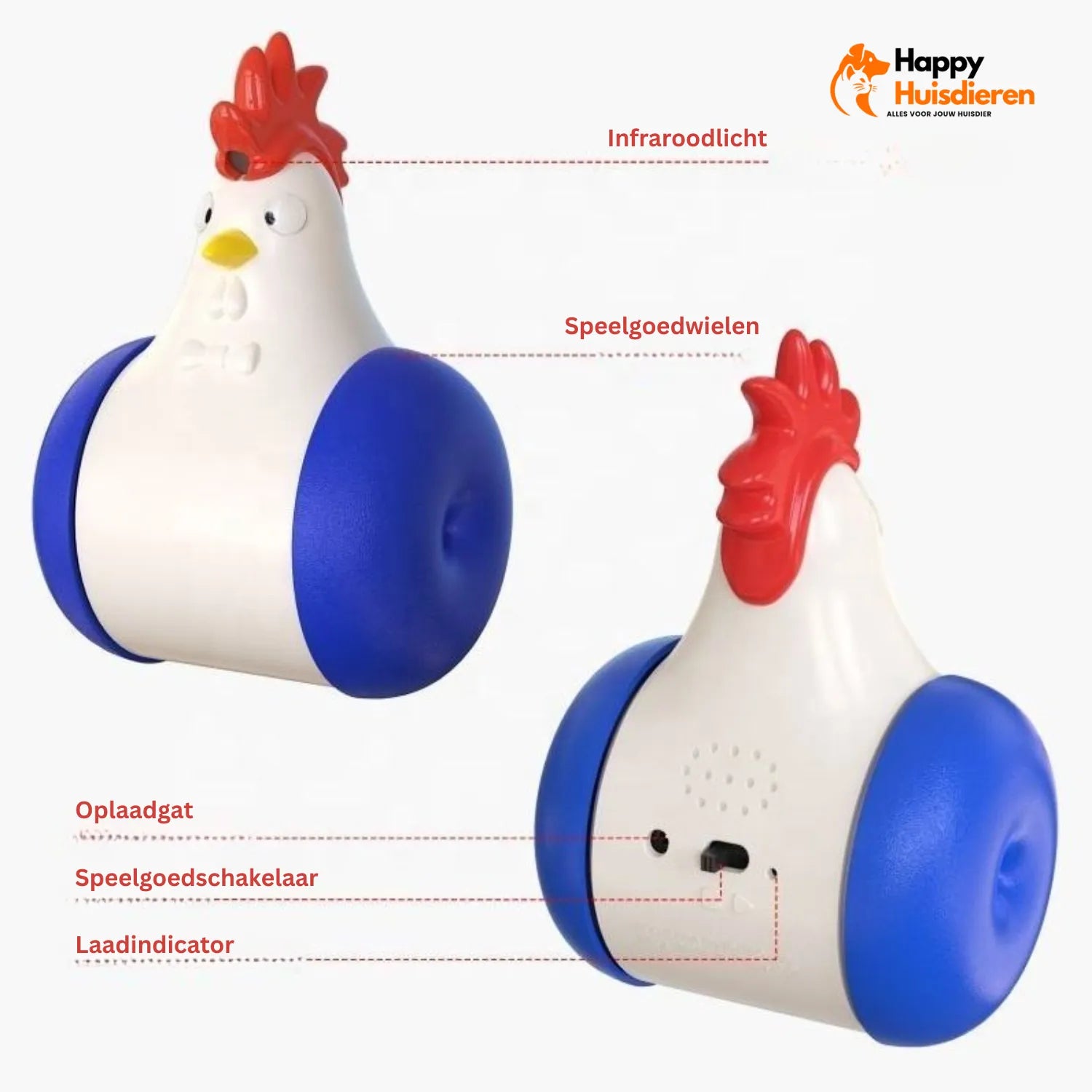 Achtervolg Licht | Interactieve Kattenspeelset met Laser en Beweging – Haantjesontwerp