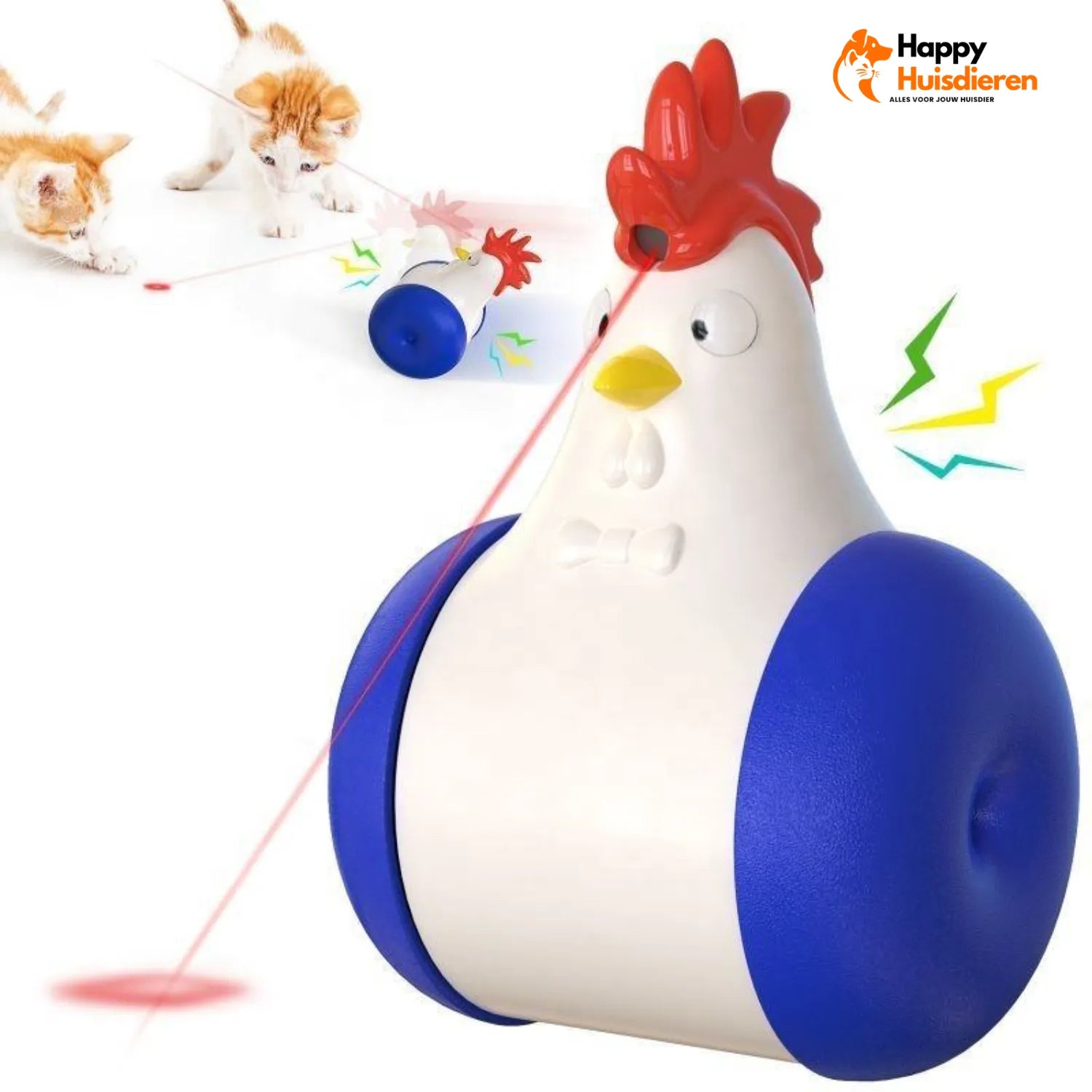 Achtervolg Licht | Interactieve Kattenspeelset met Laser en Beweging – Haantjesontwerp