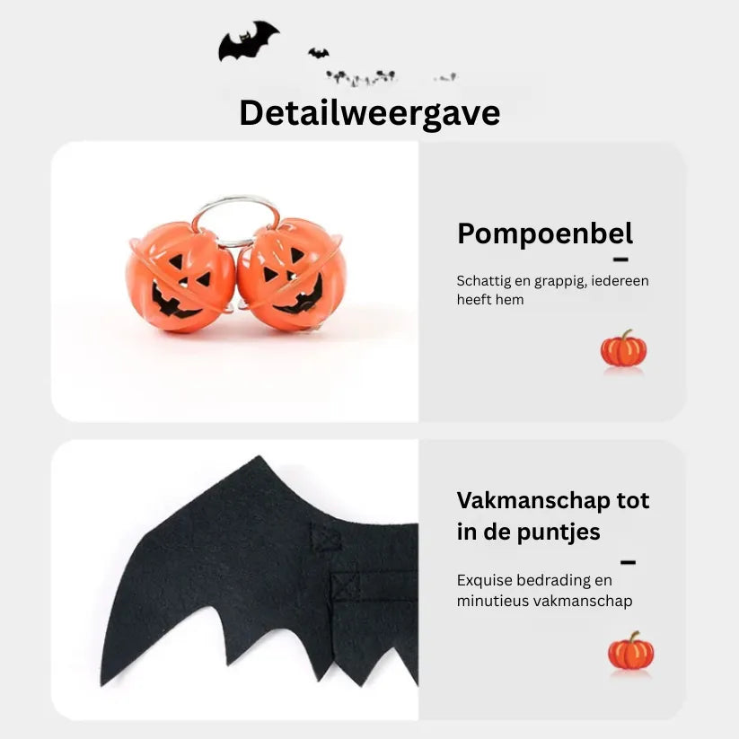 BatPaws Kostuum | Grappig Vleermuiskostuum voor Honden en Katten met Halloween