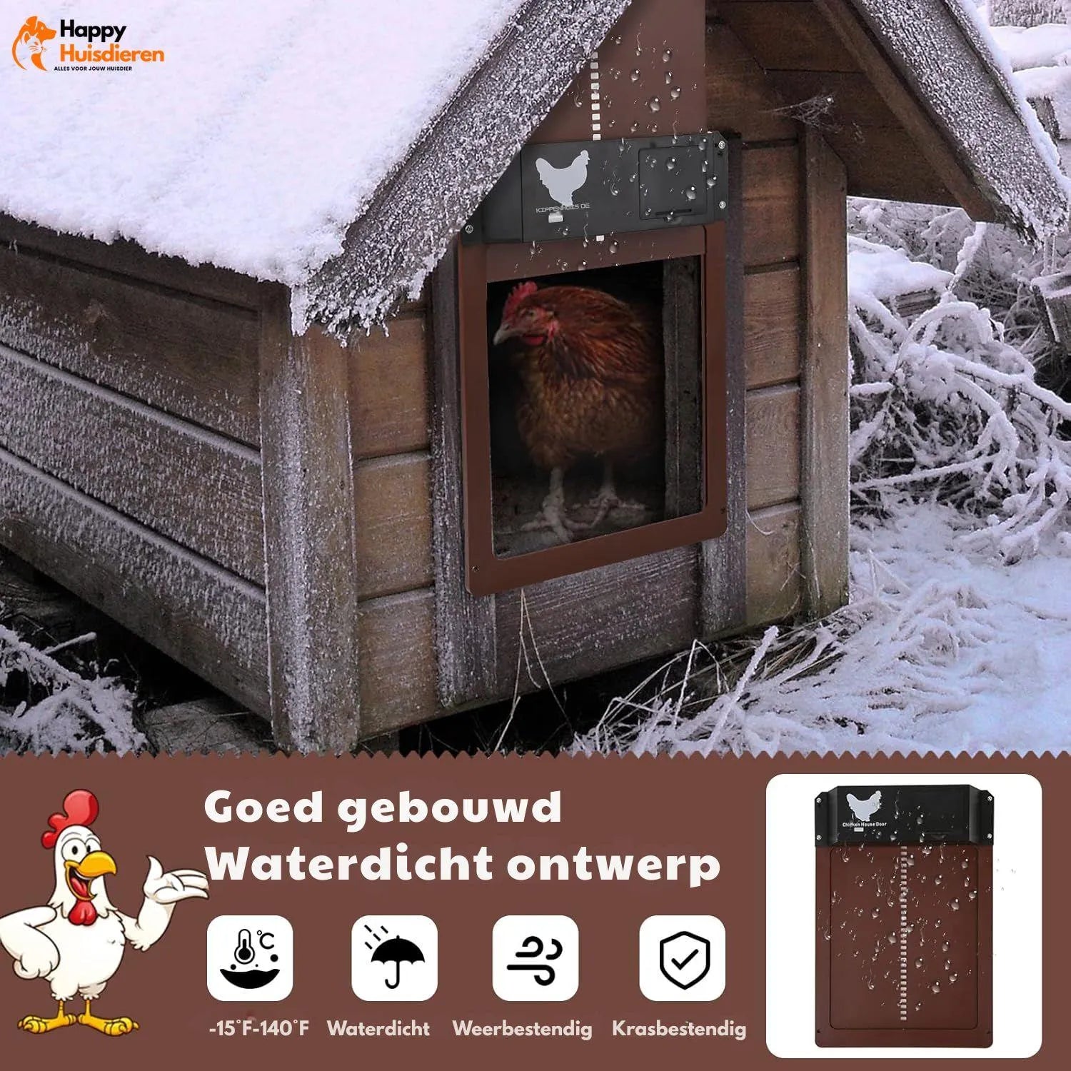Bertha | Slimme deur met lichtsensor voor kippenhokken – veilig & weerbestendig