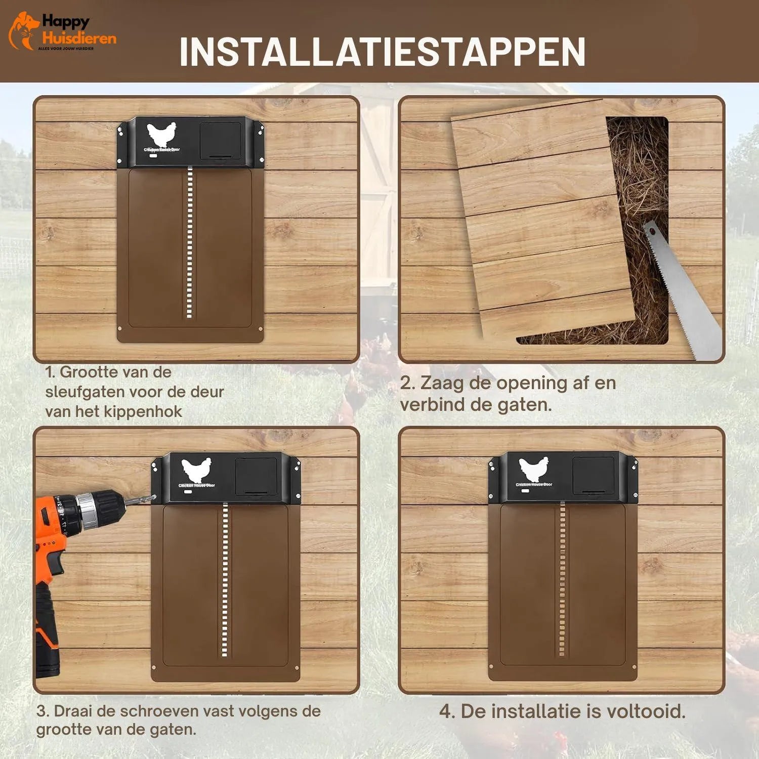 Bertha | Slimme deur met lichtsensor voor kippenhokken – veilig & weerbestendig