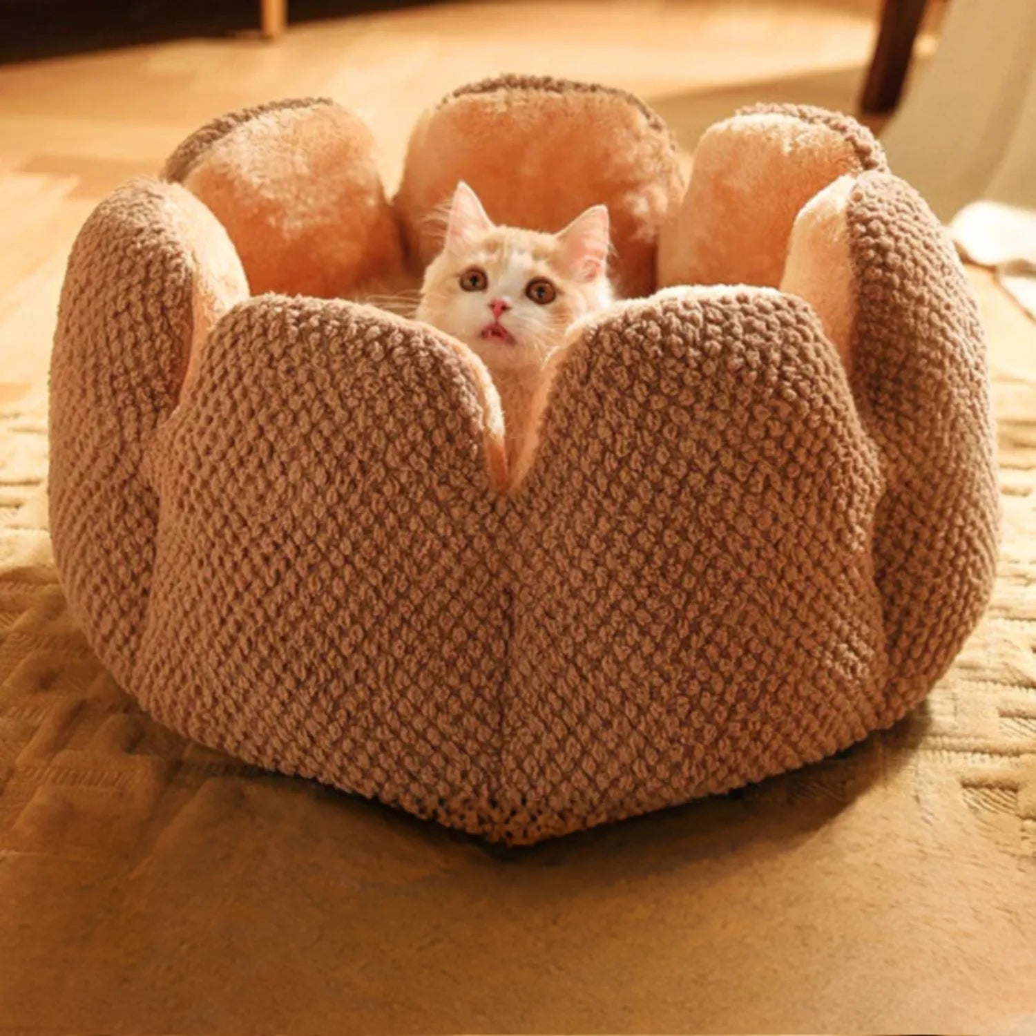 Bloemennestbed | Warme pluche bloem voor huisdieren