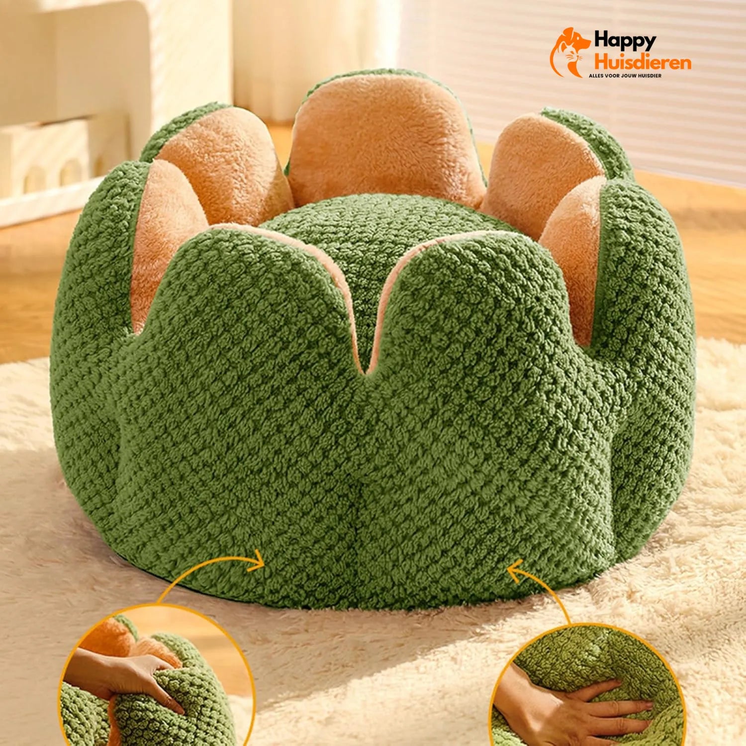 Bloemennestbed | Warme pluche bloem voor huisdieren