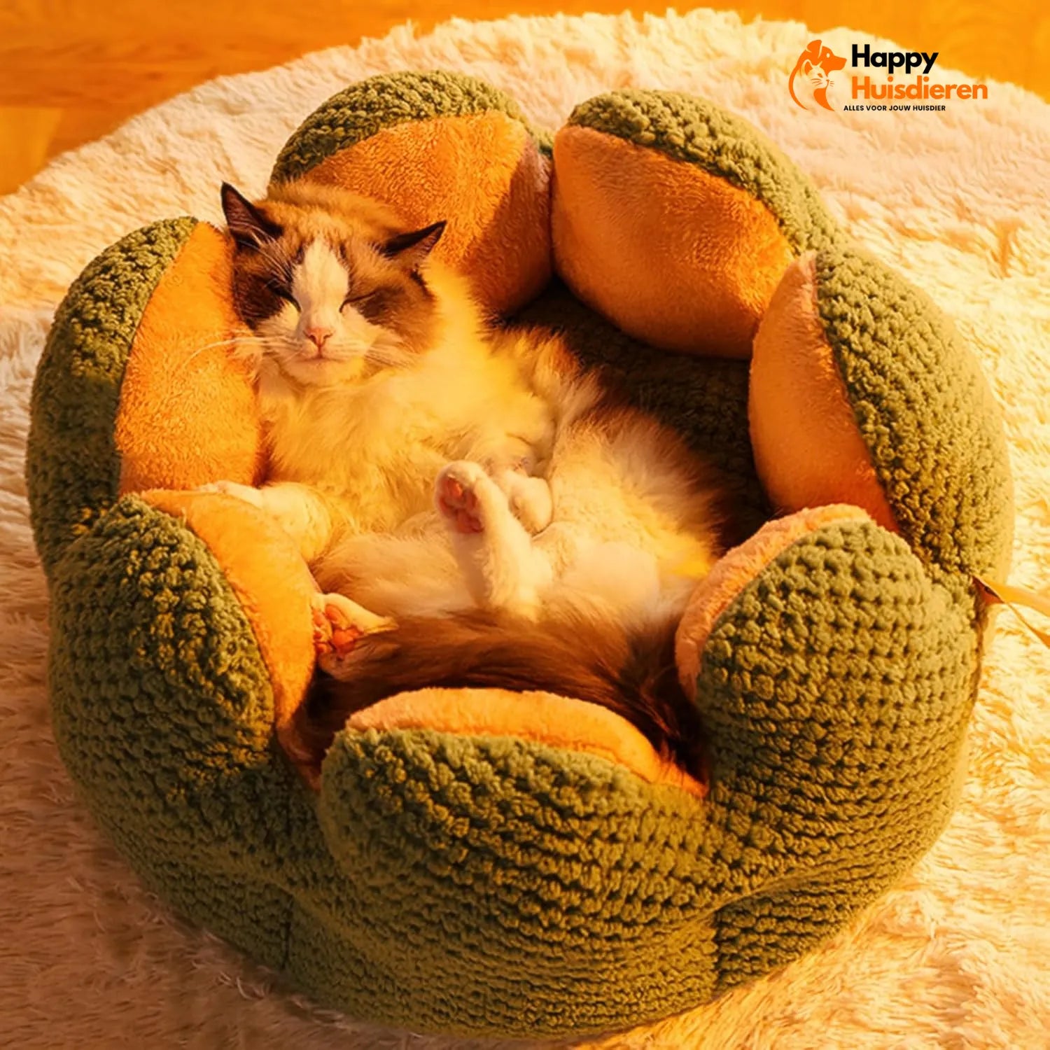 Bloemennestbed | Warme pluche bloem voor huisdieren