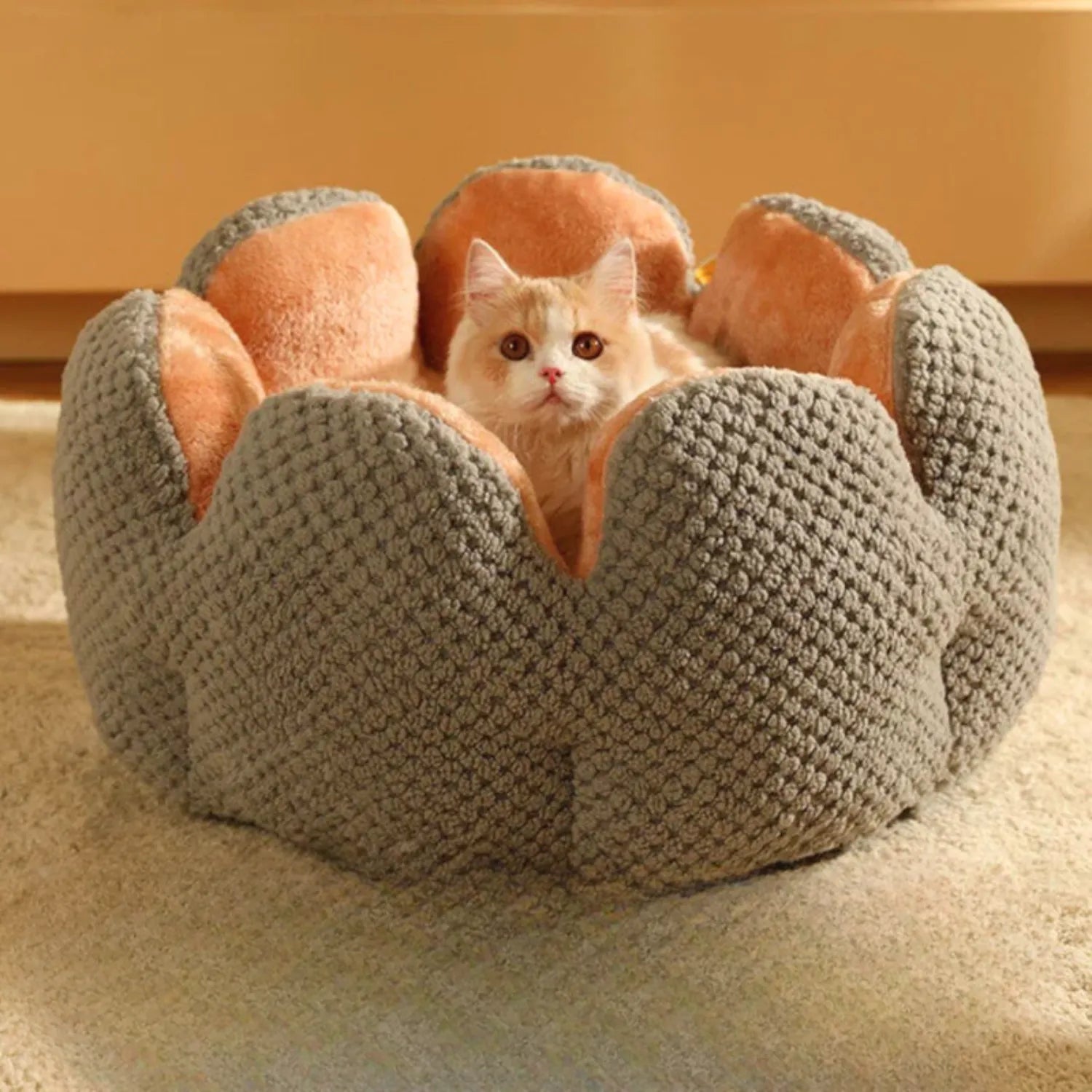 Bloemennestbed | Warme pluche bloem voor huisdieren