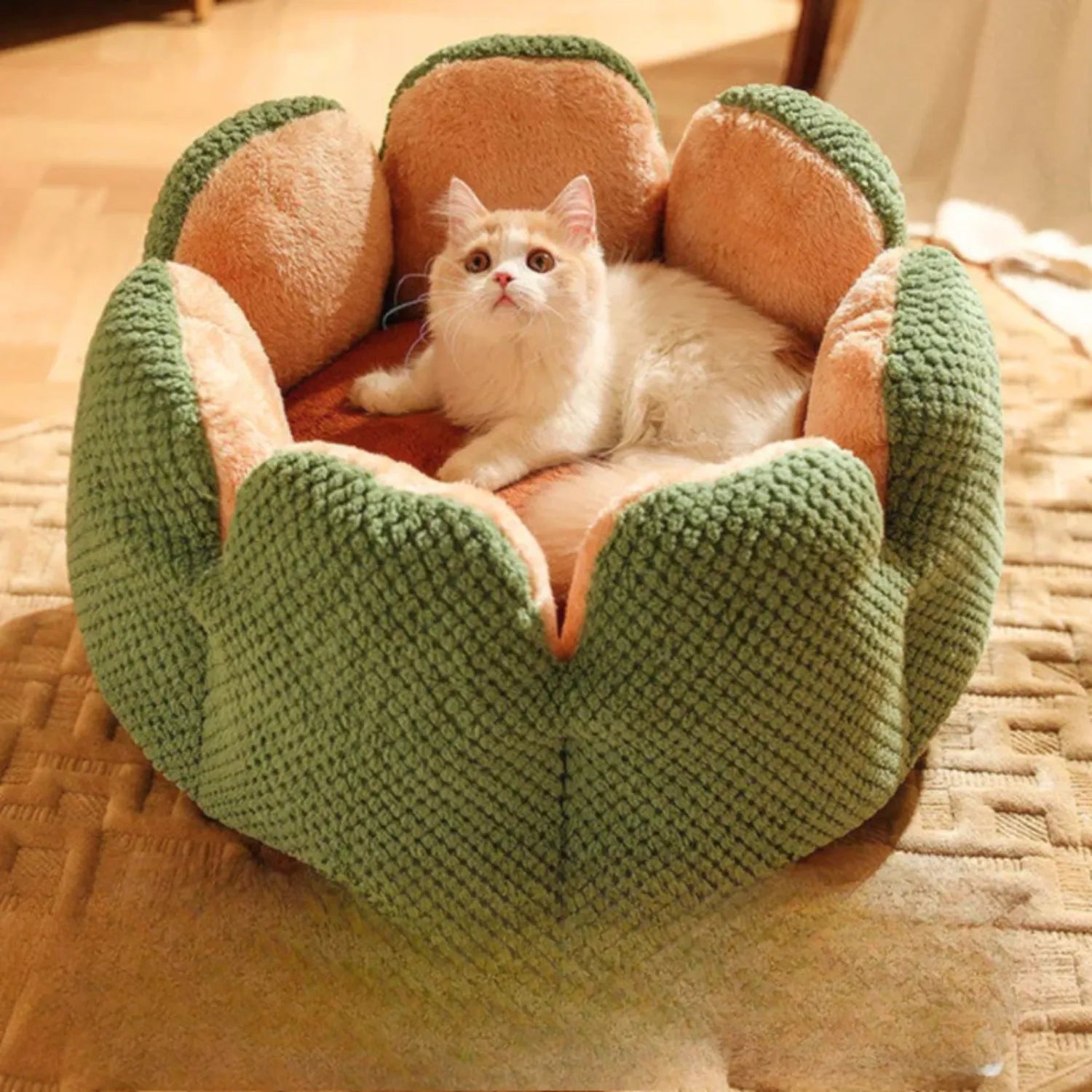 Bloemennestbed | Warme pluche bloem voor huisdieren