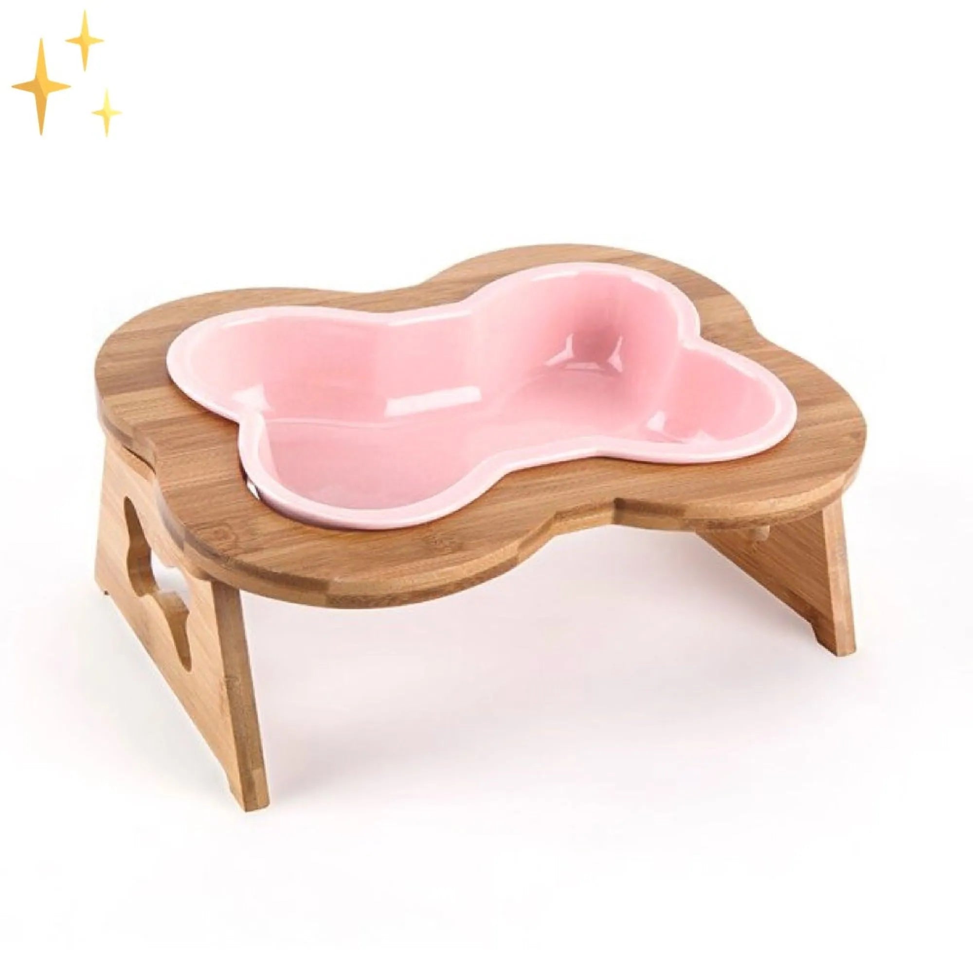 BoneFeest Bistro | Verhoogde Keramische Hondenvoerbak met Houten Standaard – Ergonomische Hondeneetbak, Anti-Knoeien & Vaatwasmachinebestendig