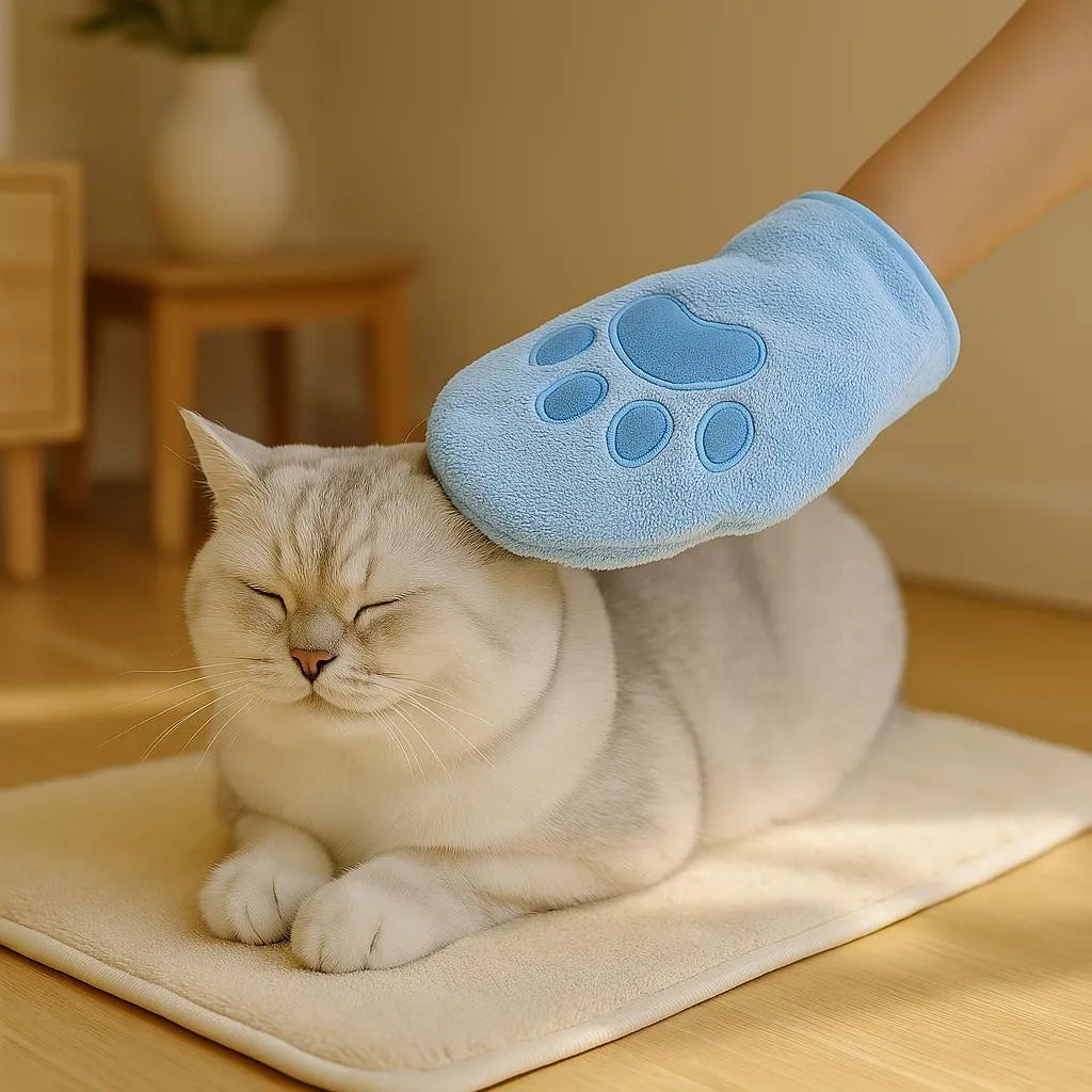 PurrDry | Microvezel drooghandschoen voor stressvrij kattenwassen