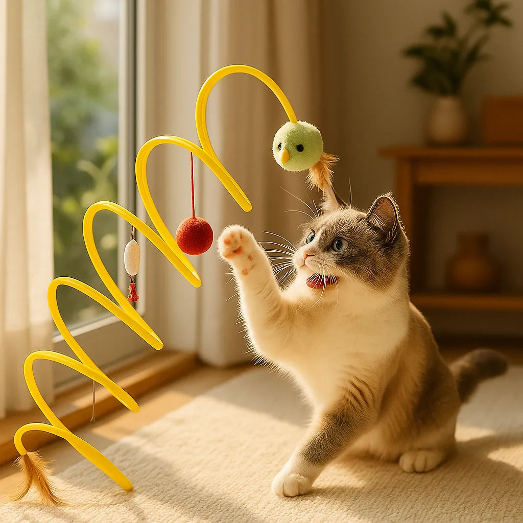 TwistTail | Opvouwbare kattentunnel met speeltjes voor actief speelplezier