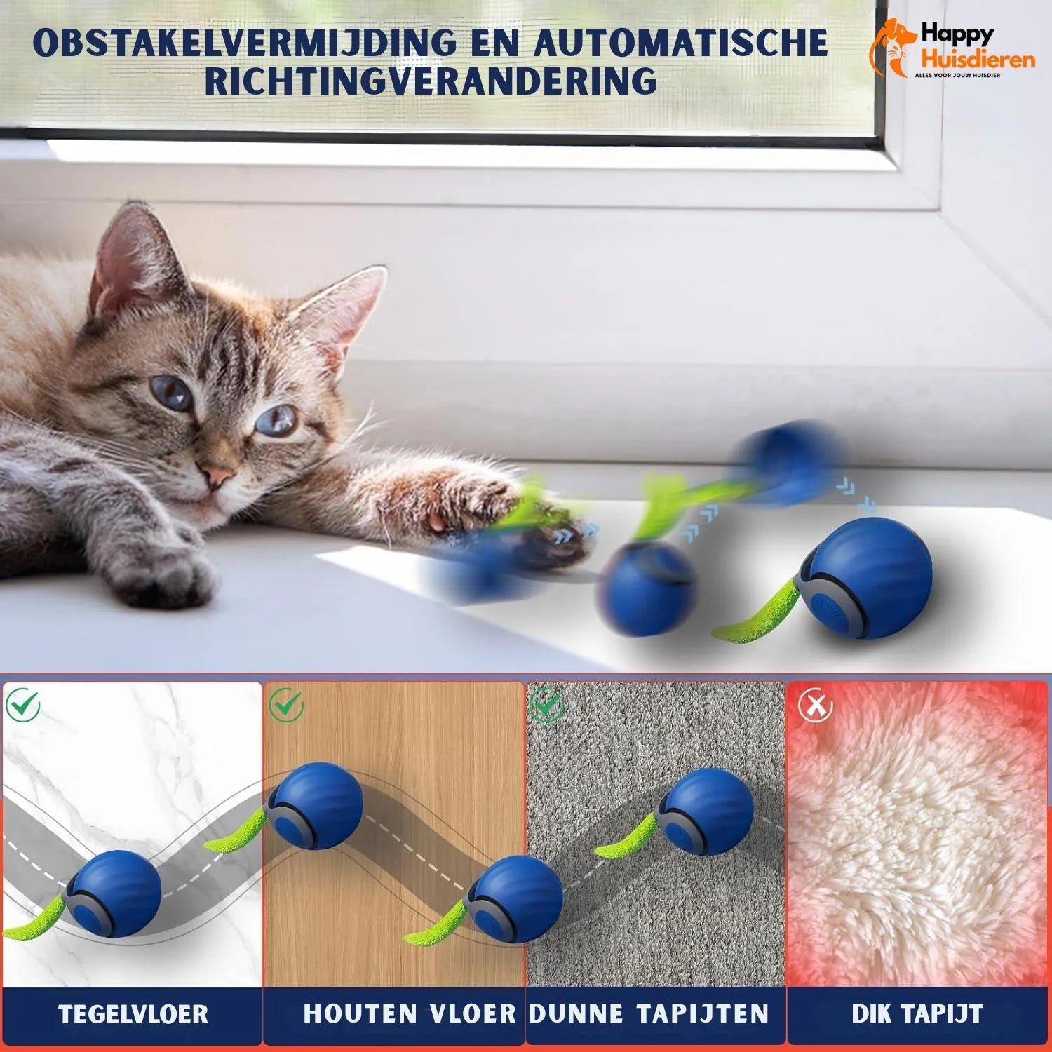 ChaseWhirl | Interactieve kattenbal met bewegende staart & oplaadbare motor