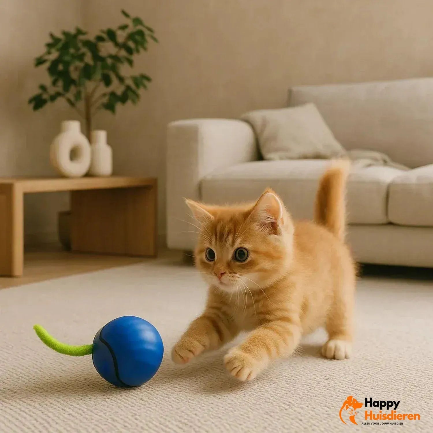 ChaseWhirl | Interactieve kattenbal met bewegende staart & oplaadbare motor