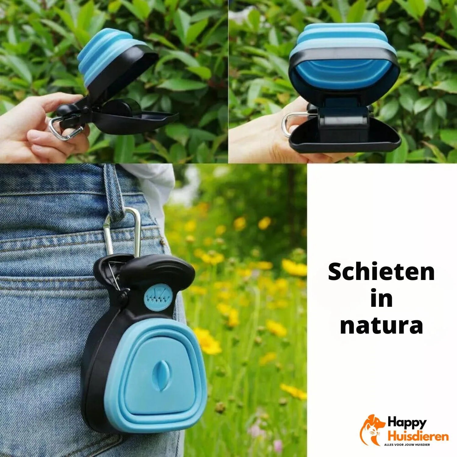 CleanGo Scoop | Draagbare poepschepper met zakdispenser & opvouwbaar ontwerp