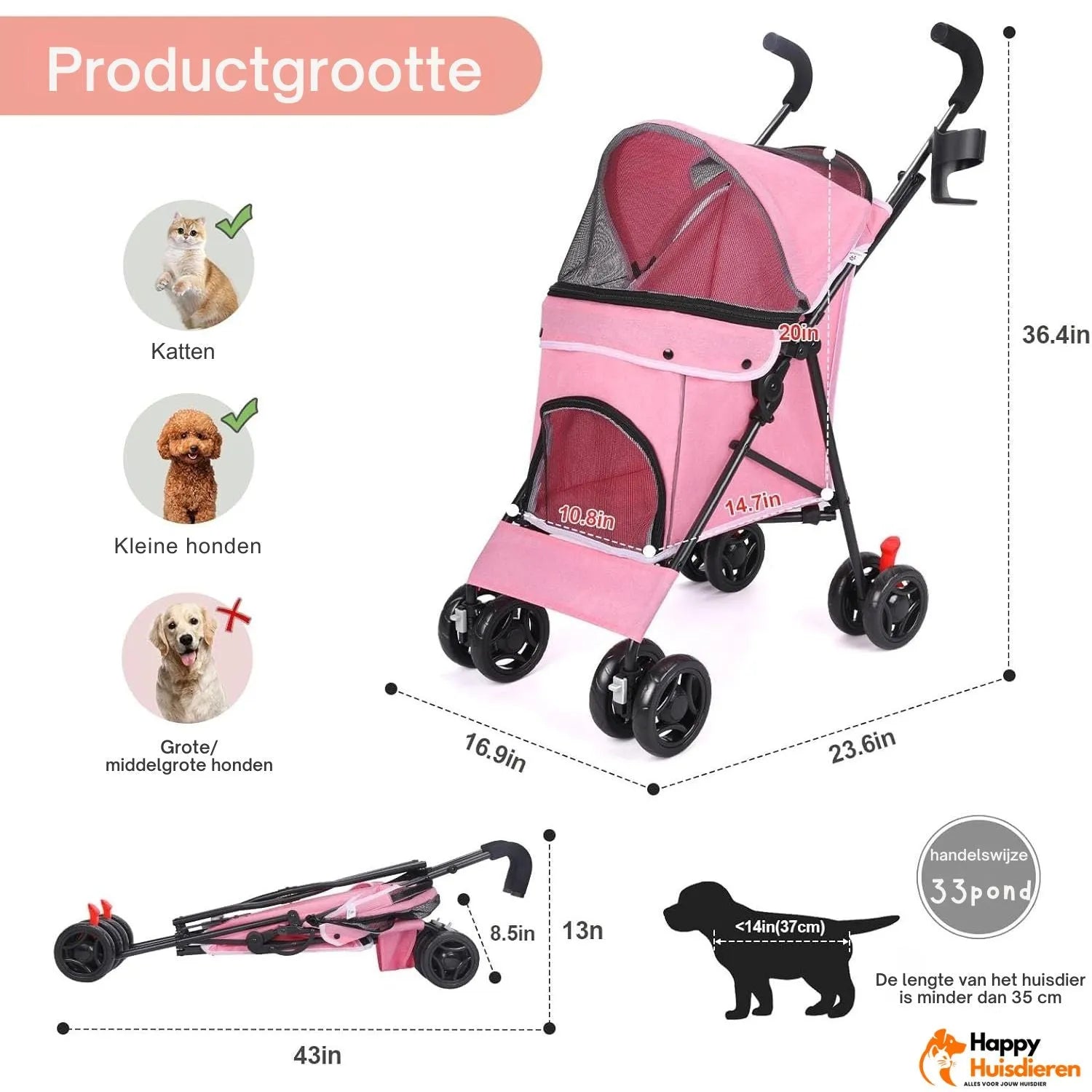 CozyMove Pet | Ruime opvouwbare kinderwagen voor comfortabele ritten