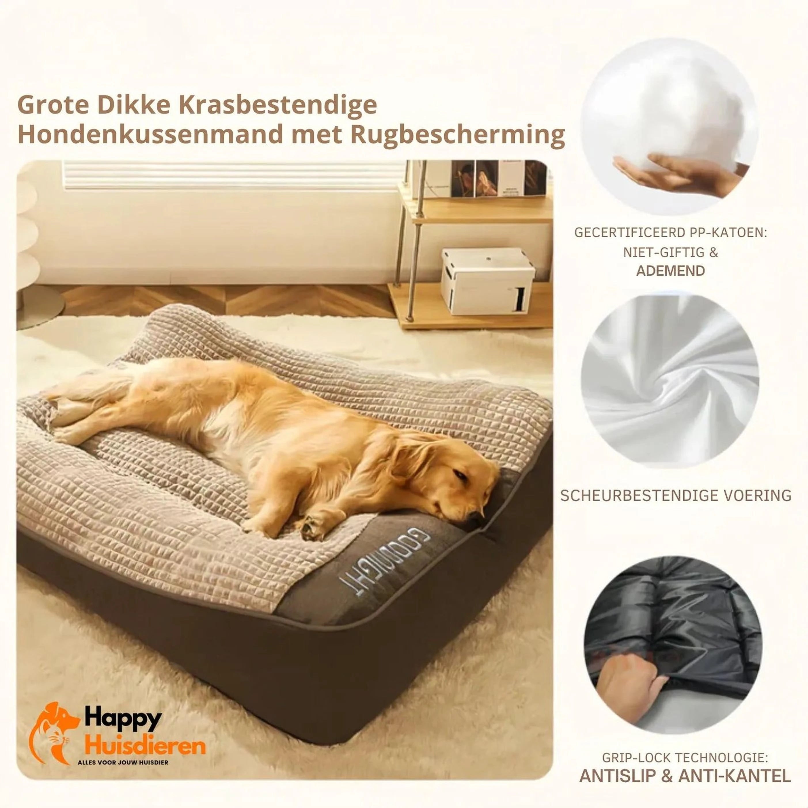 DreamRest | Orthopedisch hondenbed met hoofdsteun en wasbare hoes