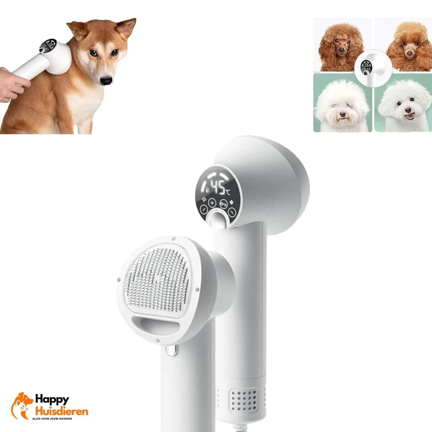 DryEase Brush | Droogborstel voor honden met stille werking & zachte vachtverzorging