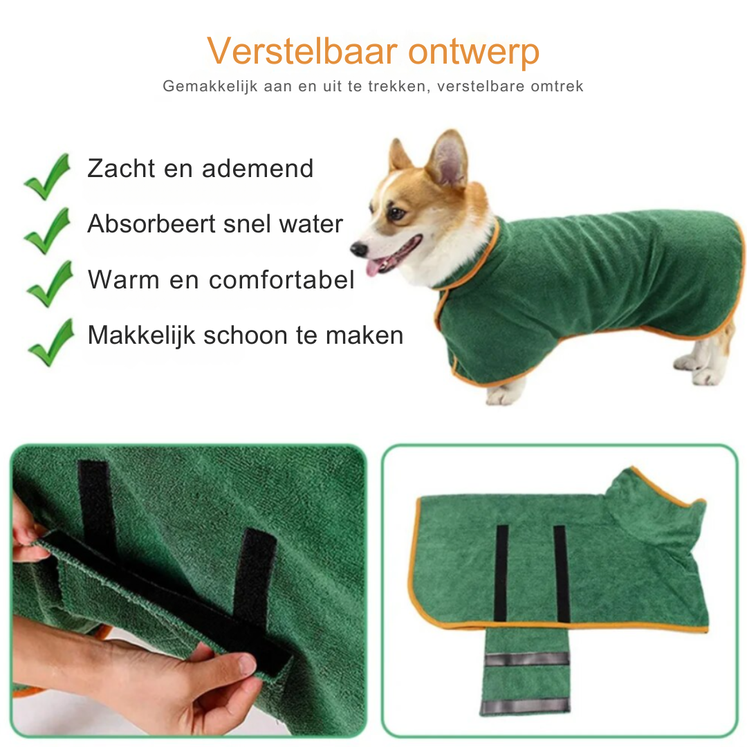 DryPup Robe | Sneldrogende hondenbadjas warm & verstelbaar