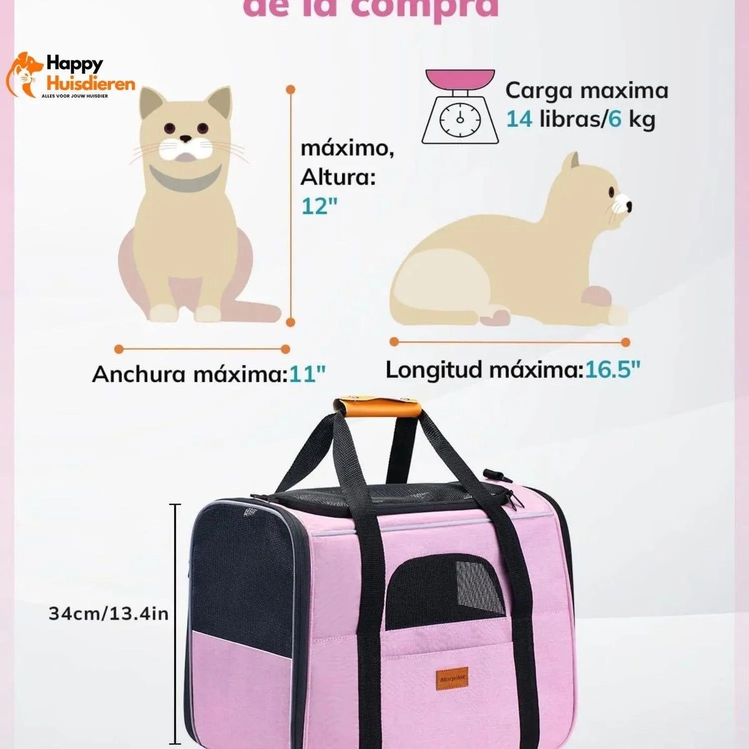 EasyPet Voyager | Draagbare Transporttas voor Huisdieren met Ademend Gaas en Verwijderbare Mat