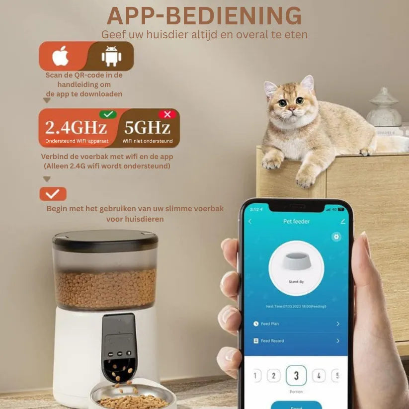 FeedSmart Voerautomaat | WiFi Huisdierdispenser met App en Stemfunctie