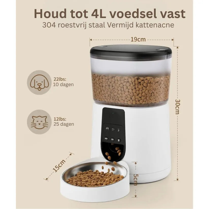 FeedSmart Voerautomaat | WiFi Huisdierdispenser met App en Stemfunctie