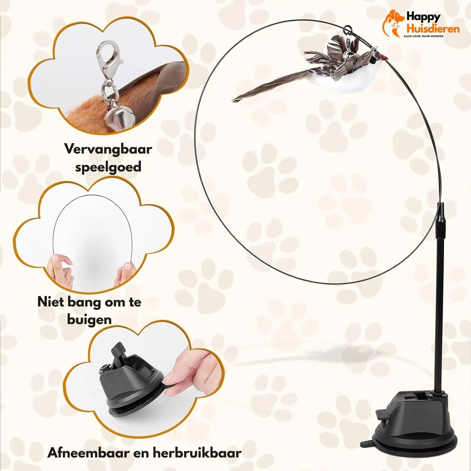 FlyChase Toy | Interactief kattenspeeltje met vogels & zuignap – stimuleert spel en beweging