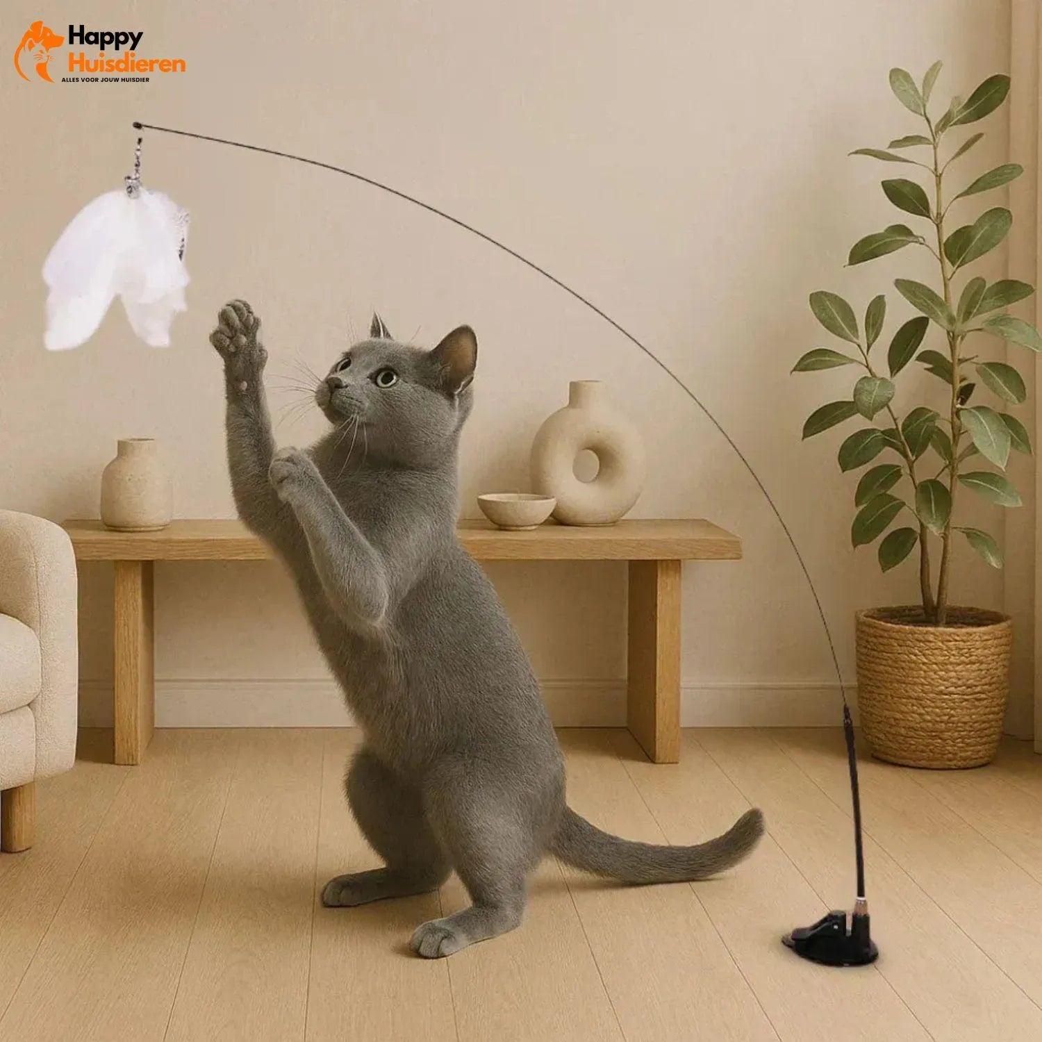 FlyChase Toy | Interactief kattenspeeltje met vogels & zuignap – stimuleert spel en beweging