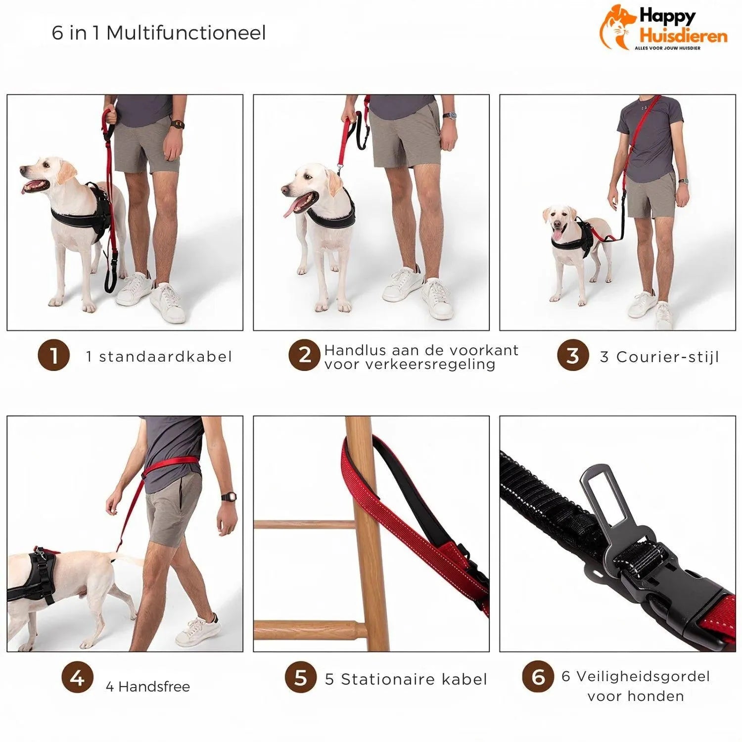 FreedomWalk Lead | Multifunctionele Handsfree Riem met Autogordelbevestiging