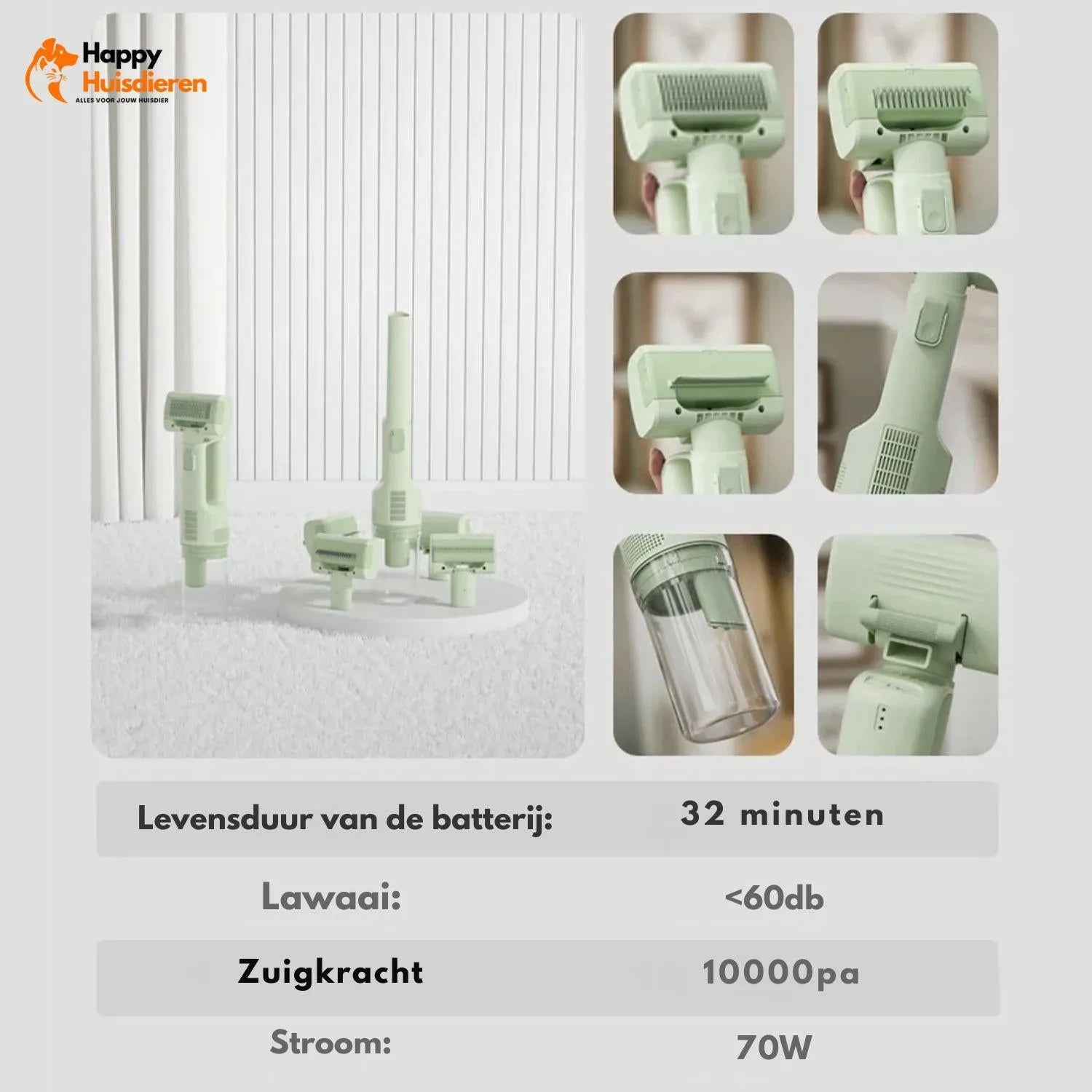 FurVac | Draadloze haarzuigborstel – stille verzorging & schoon huis zonder moeite