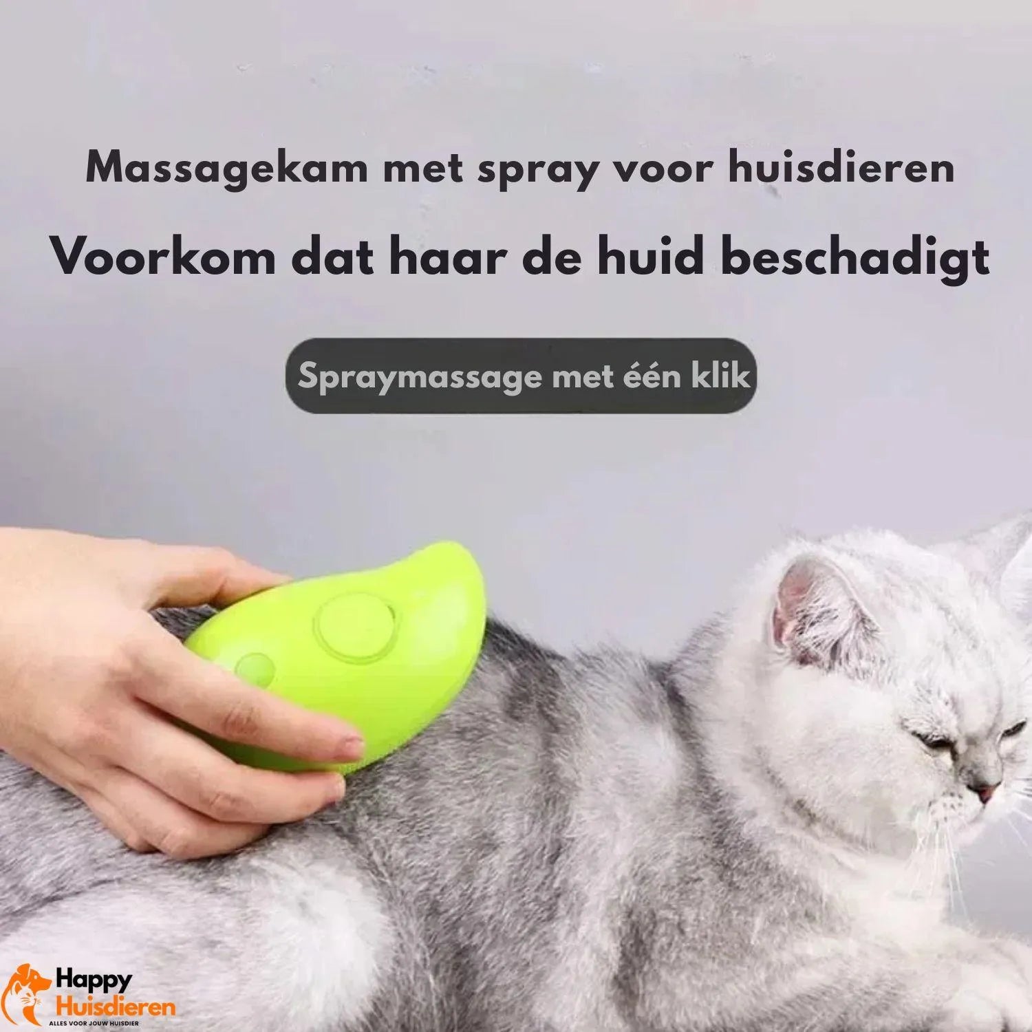 GlowGroom | Verzorgingsborstel met Stoom voor Katten