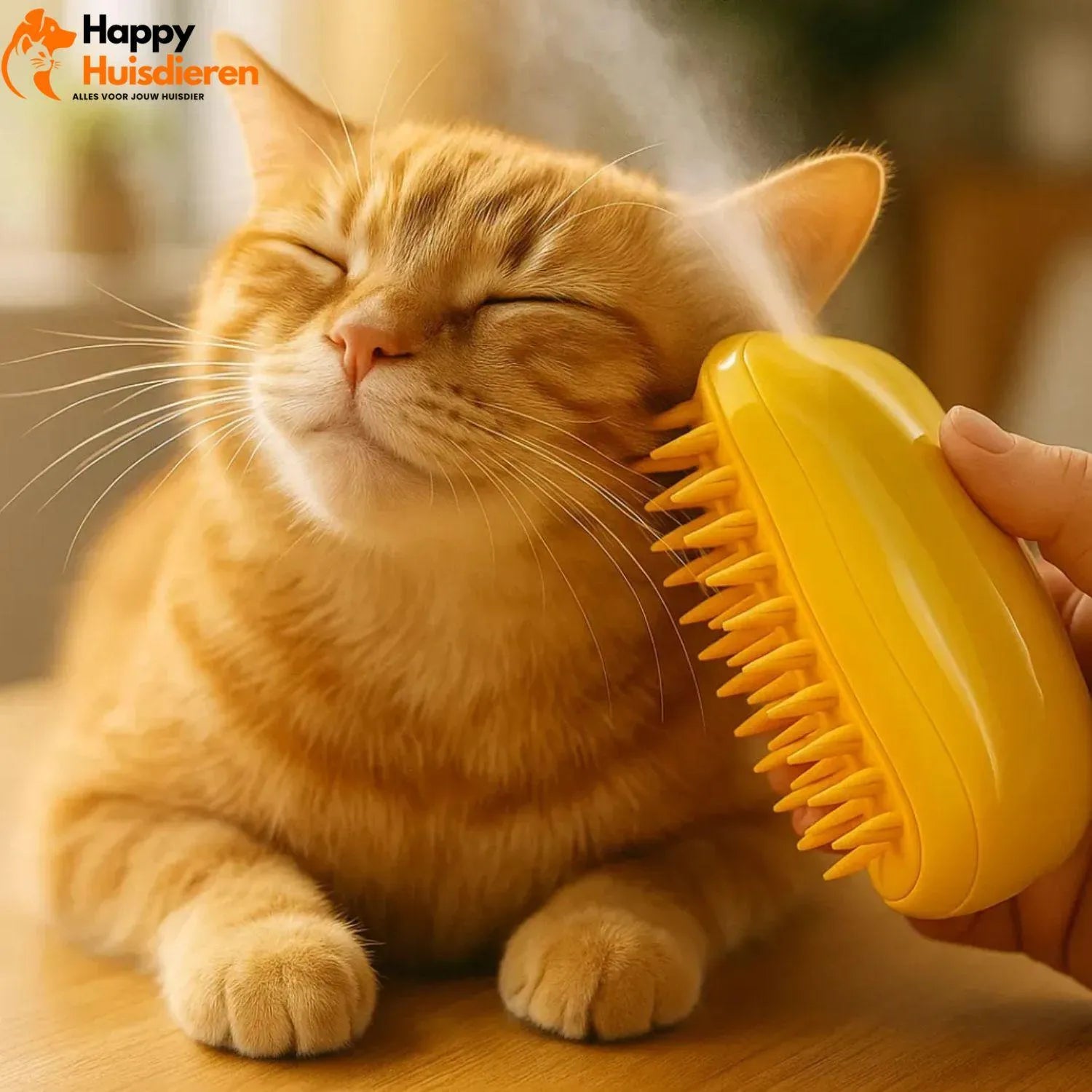 GlowGroom | Verzorgingsborstel met Stoom voor Katten