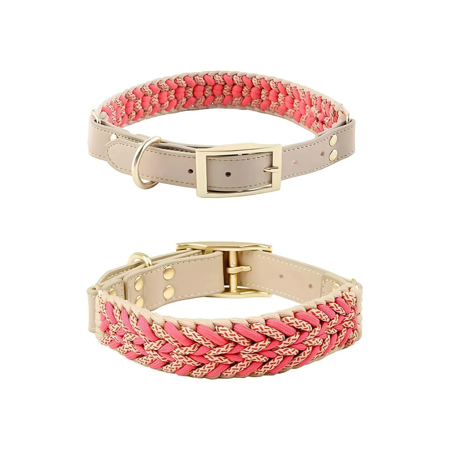 Hondenvriend Duo | Handgeweven Leren Anti-Trek Halsband en Lijn Set