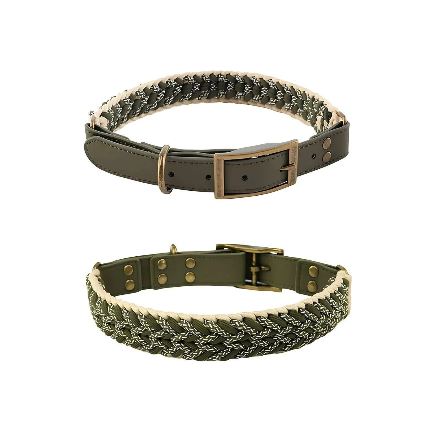 Hondenvriend Duo | Handgeweven Leren Anti-Trek Halsband en Lijn Set