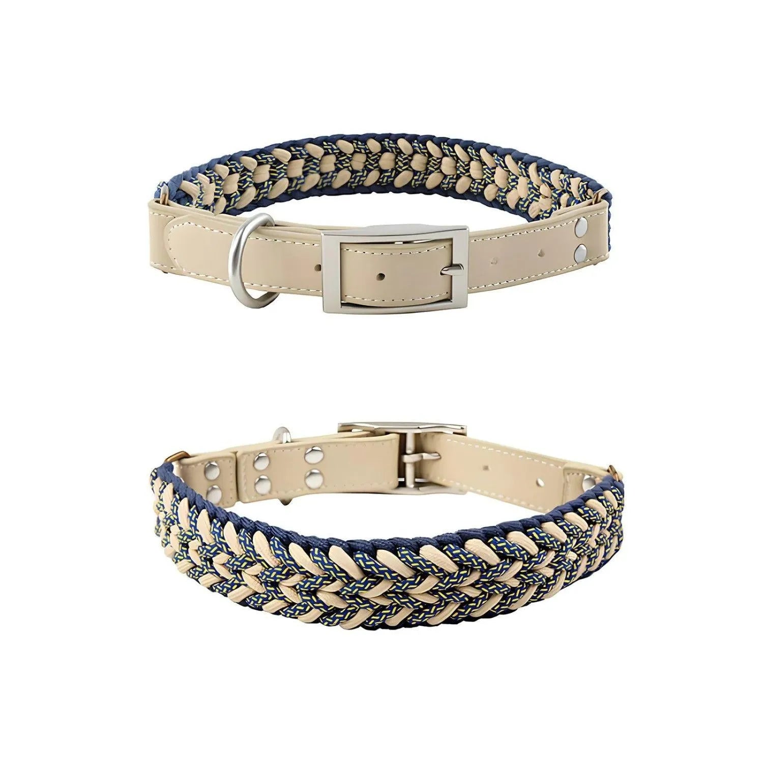 Hondenvriend Duo | Handgeweven Leren Anti-Trek Halsband en Lijn Set