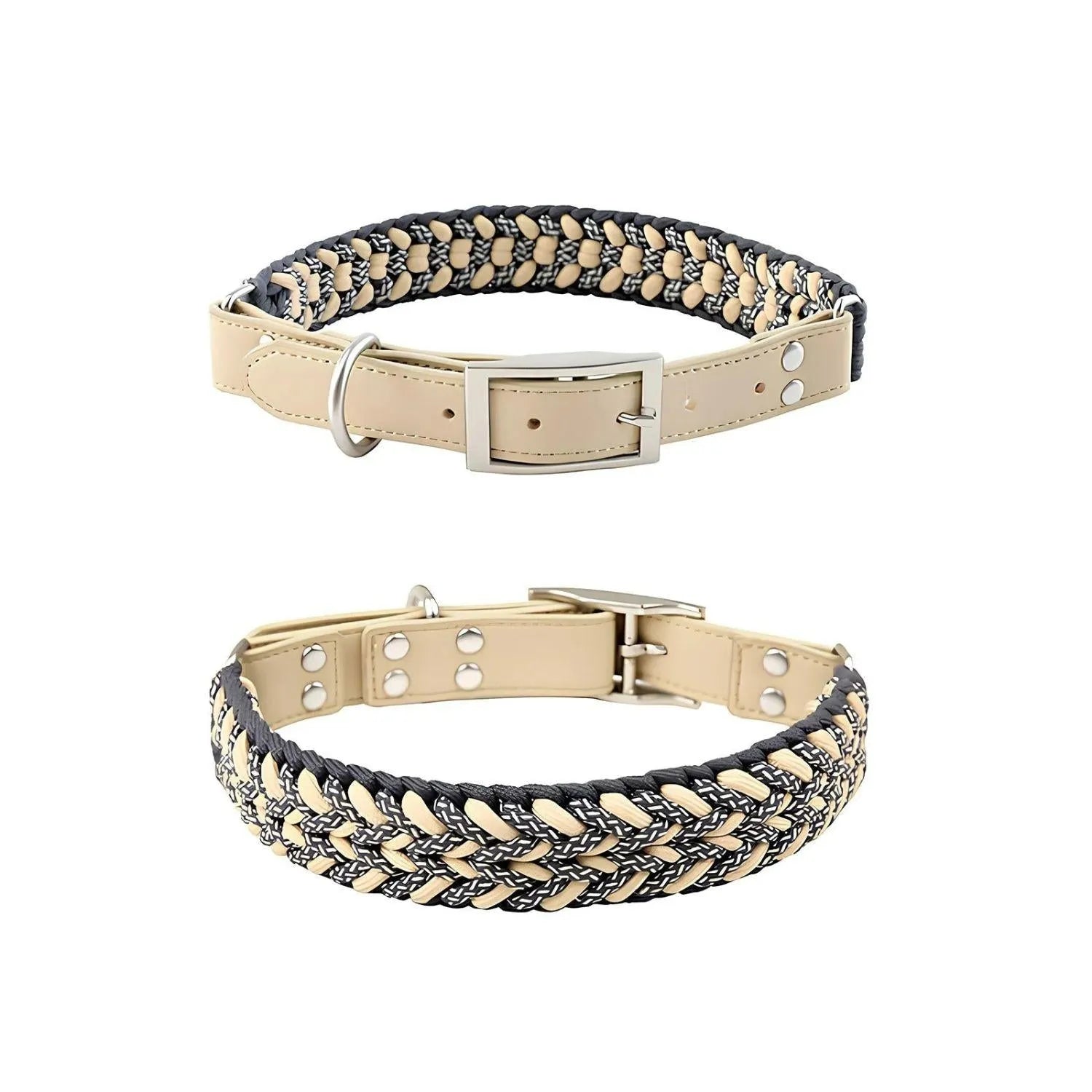 Hondenvriend Duo | Handgeweven Leren Anti-Trek Halsband en Lijn Set