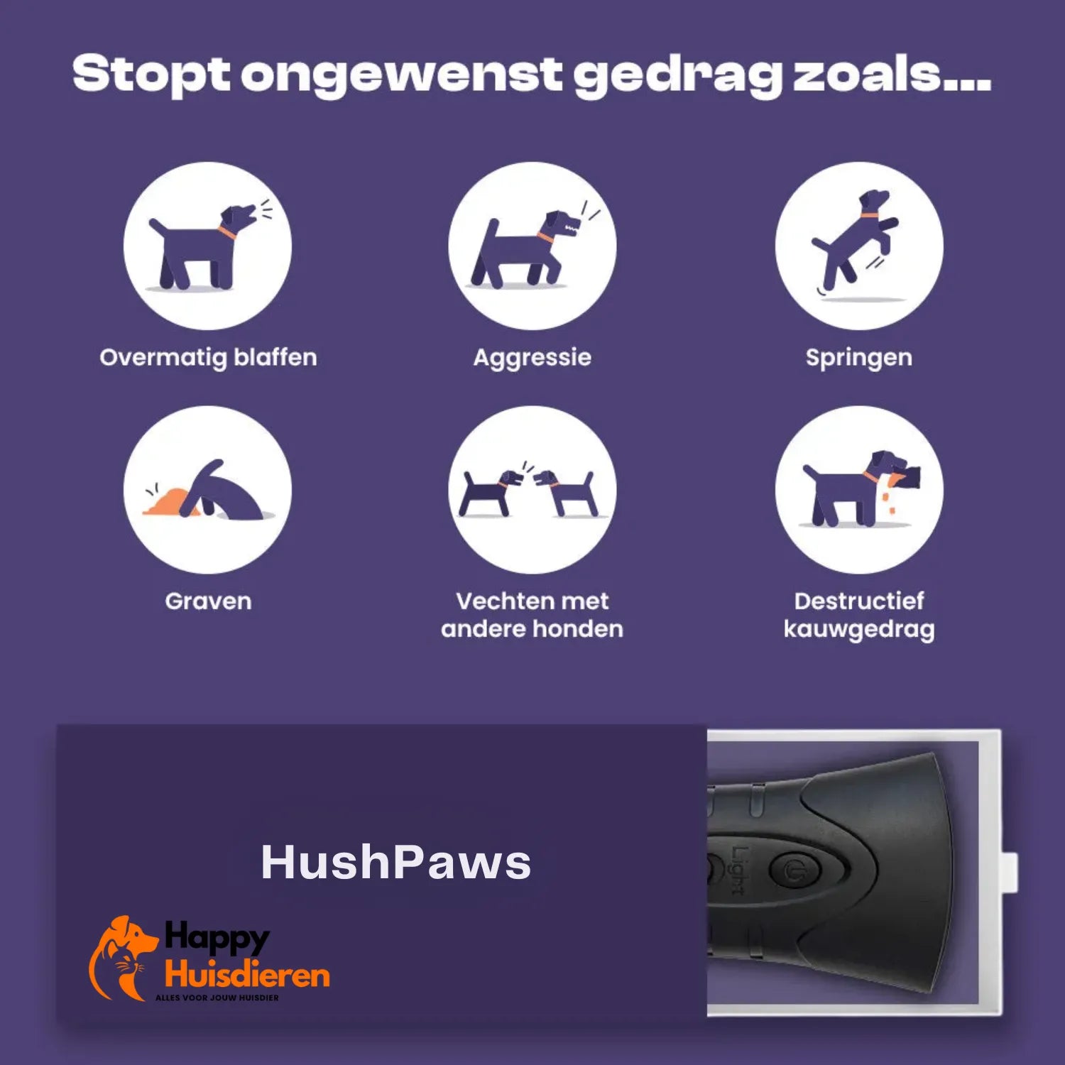 HushPaws | Ultrasoon Anti-Blaf voor Honden – diervriendelijk, waterbestendig & USB-oplaadbaar