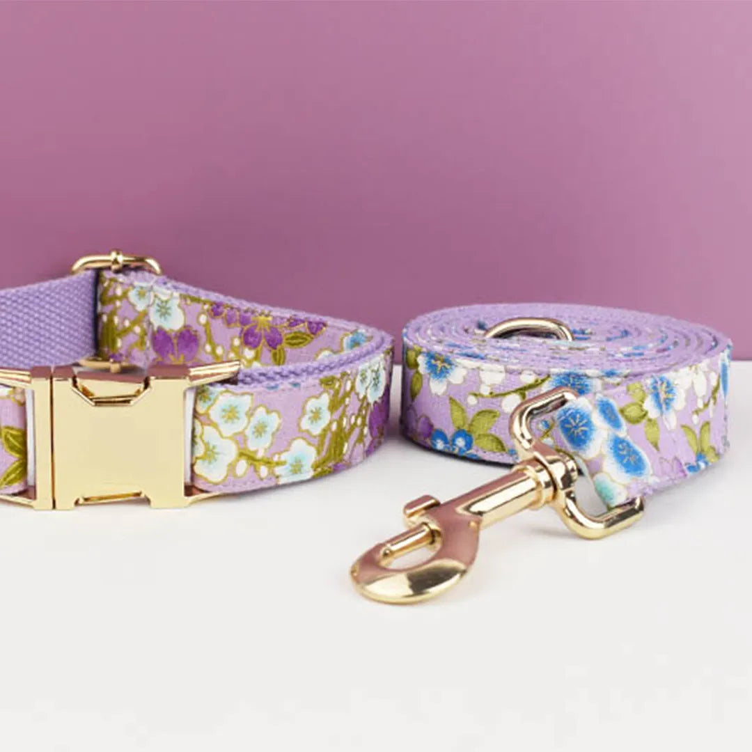 IDStyle Halsband & Riem Set | Gepersonaliseerde Katoenen Hondenhalsband met Gravure