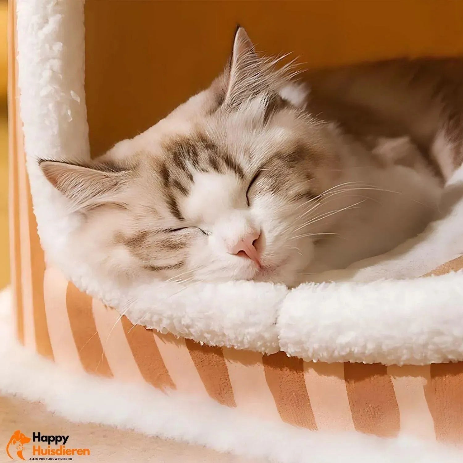 KattenKnus | Warme Semi-gesloten Pluche Kattenhuisje