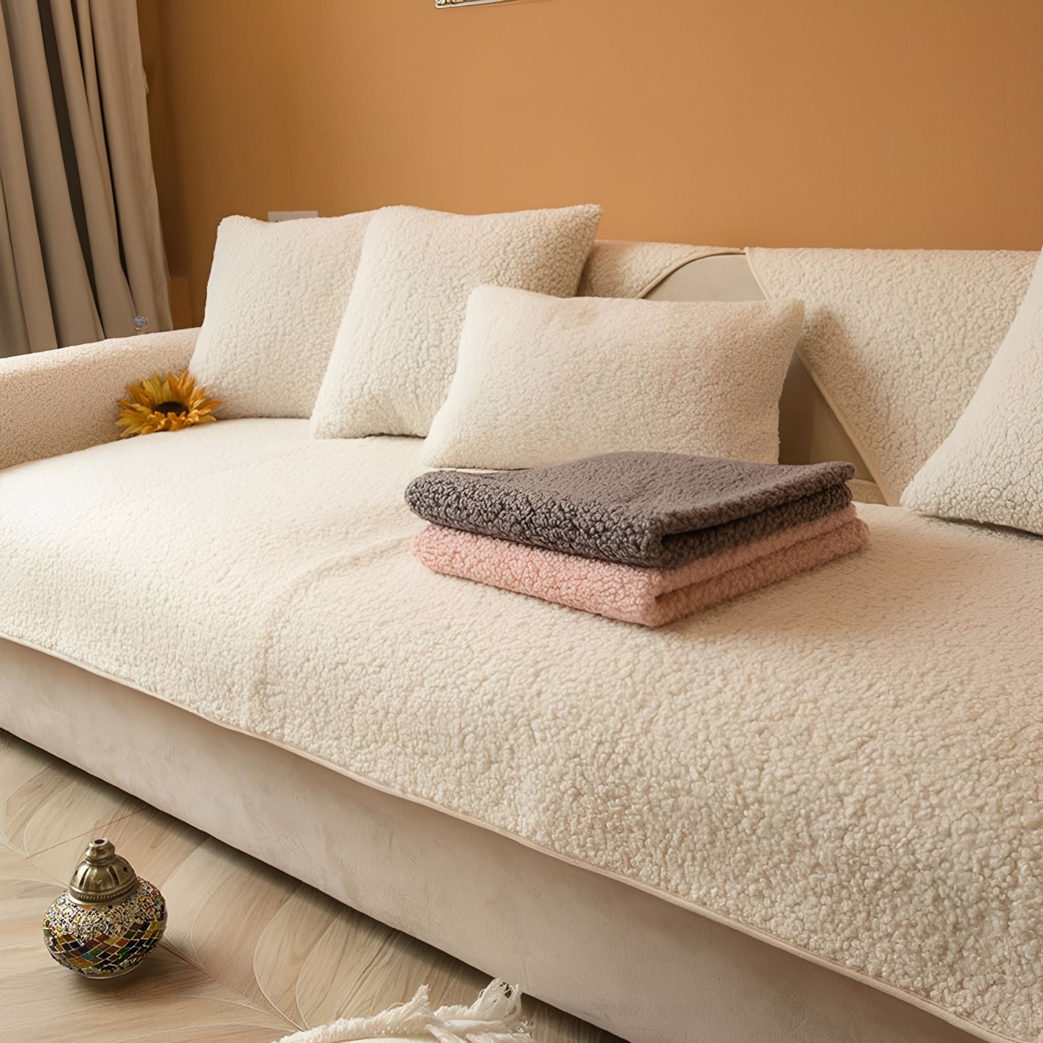 Knuffelzacht Hoesje | Antislip Teddy Bankhoes Voor Extra Zitcomfort