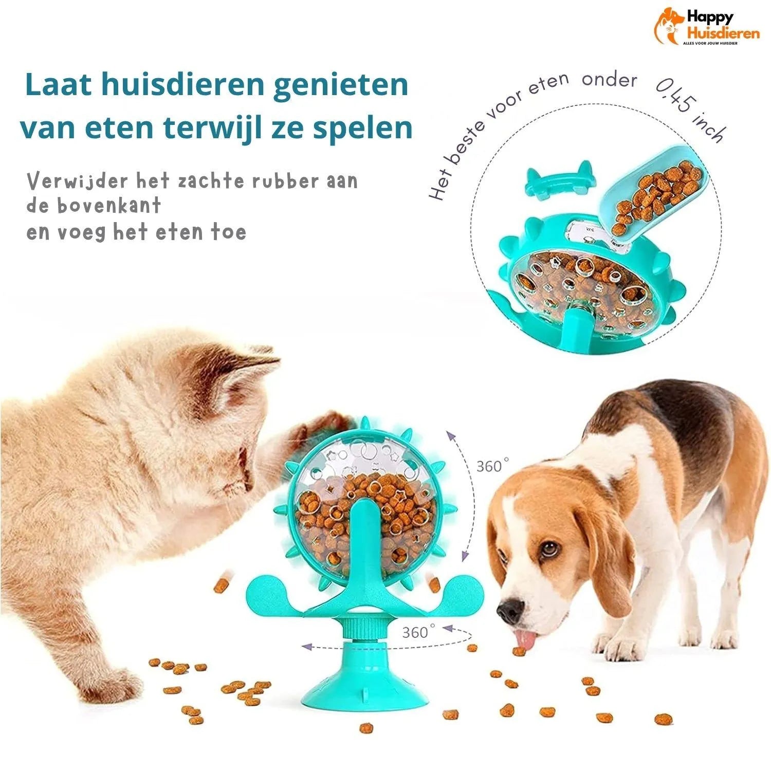 LallyPet | Voedselwindmolen voor huisdieren – stimuleert spel & langzaam eten