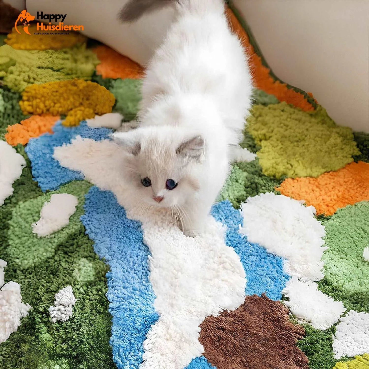 Mosgroene comfortdeken | Luxe handgetufte wol voor huisdieren