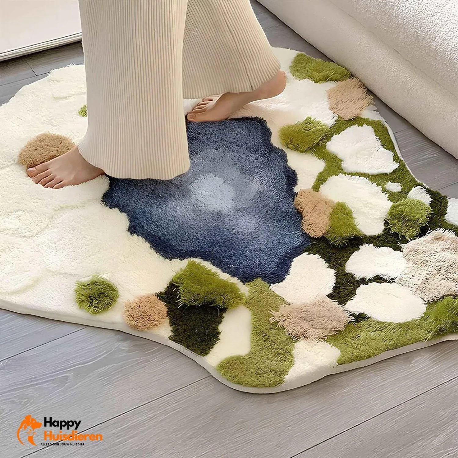 Mosgroene comfortdeken | Luxe handgetufte wol voor huisdieren