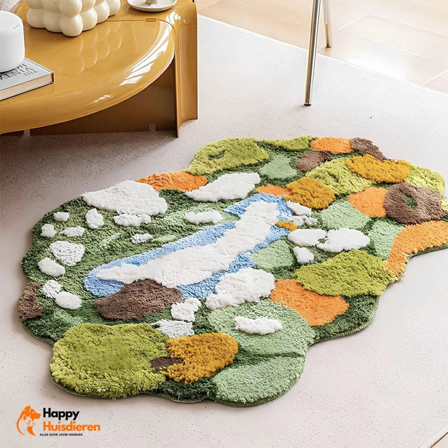 Mosgroene comfortdeken | Luxe handgetufte wol voor huisdieren