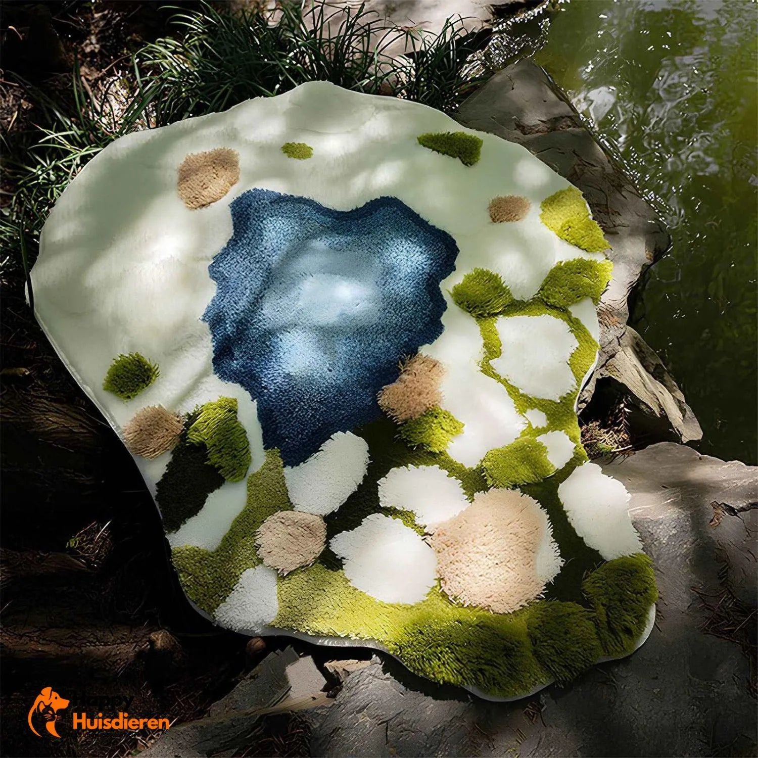 Mosgroene comfortdeken | Luxe handgetufte wol voor huisdieren