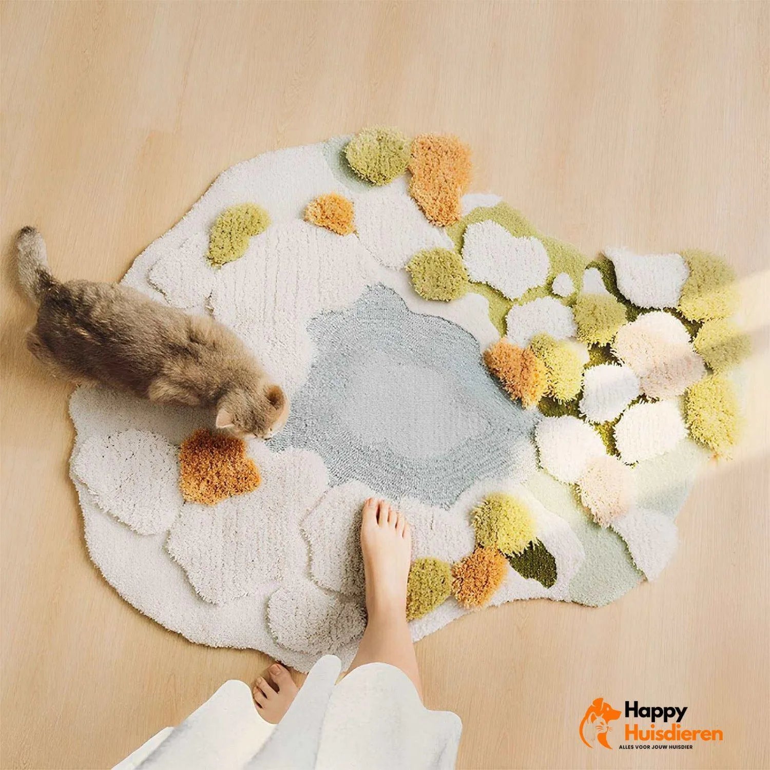 Mosgroene comfortdeken | Luxe handgetufte wol voor huisdieren