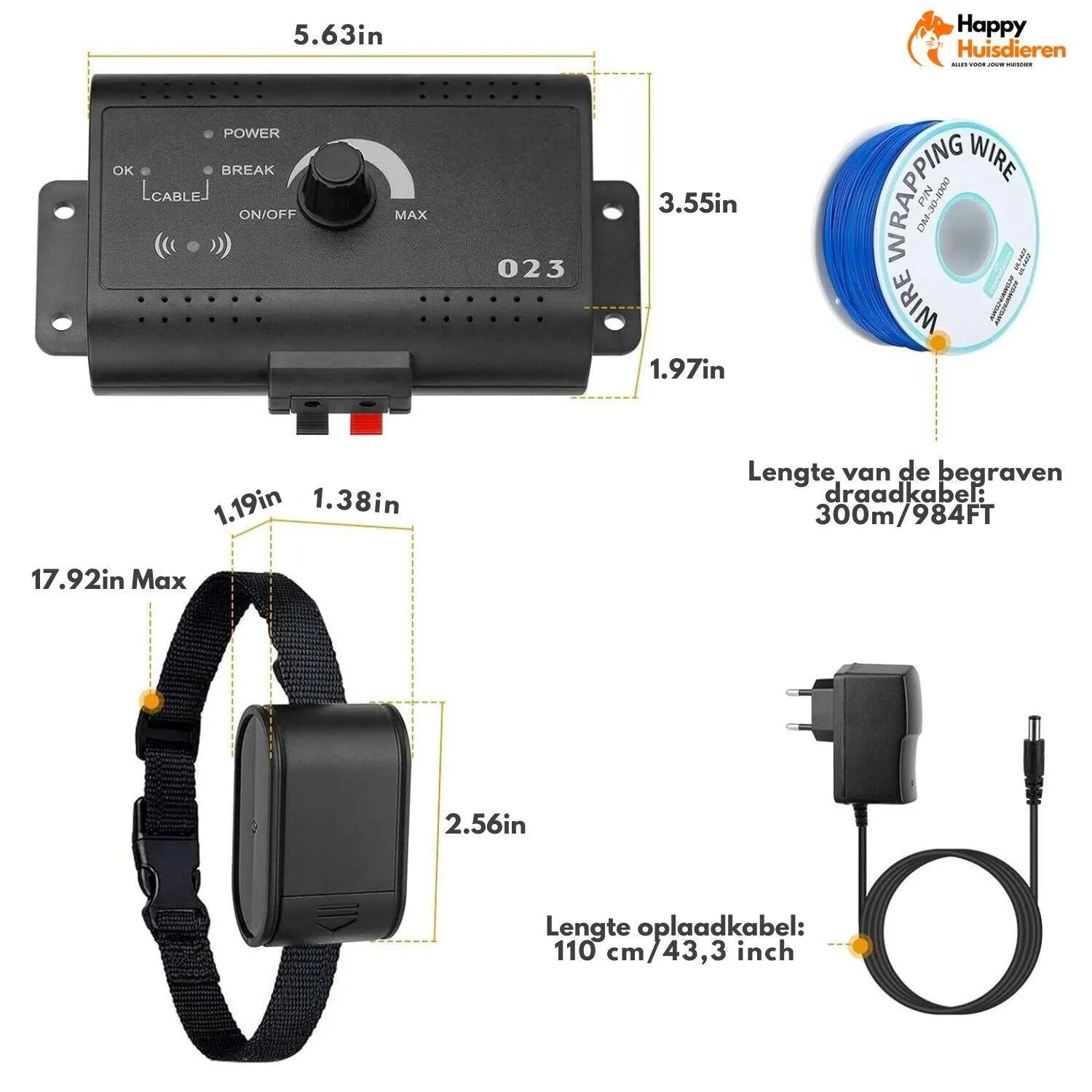 Ongrijpbare Hondenpas | Onzichtbare Draadloze Elektrische Hondenomheining voor Veilig Buiten Spelen