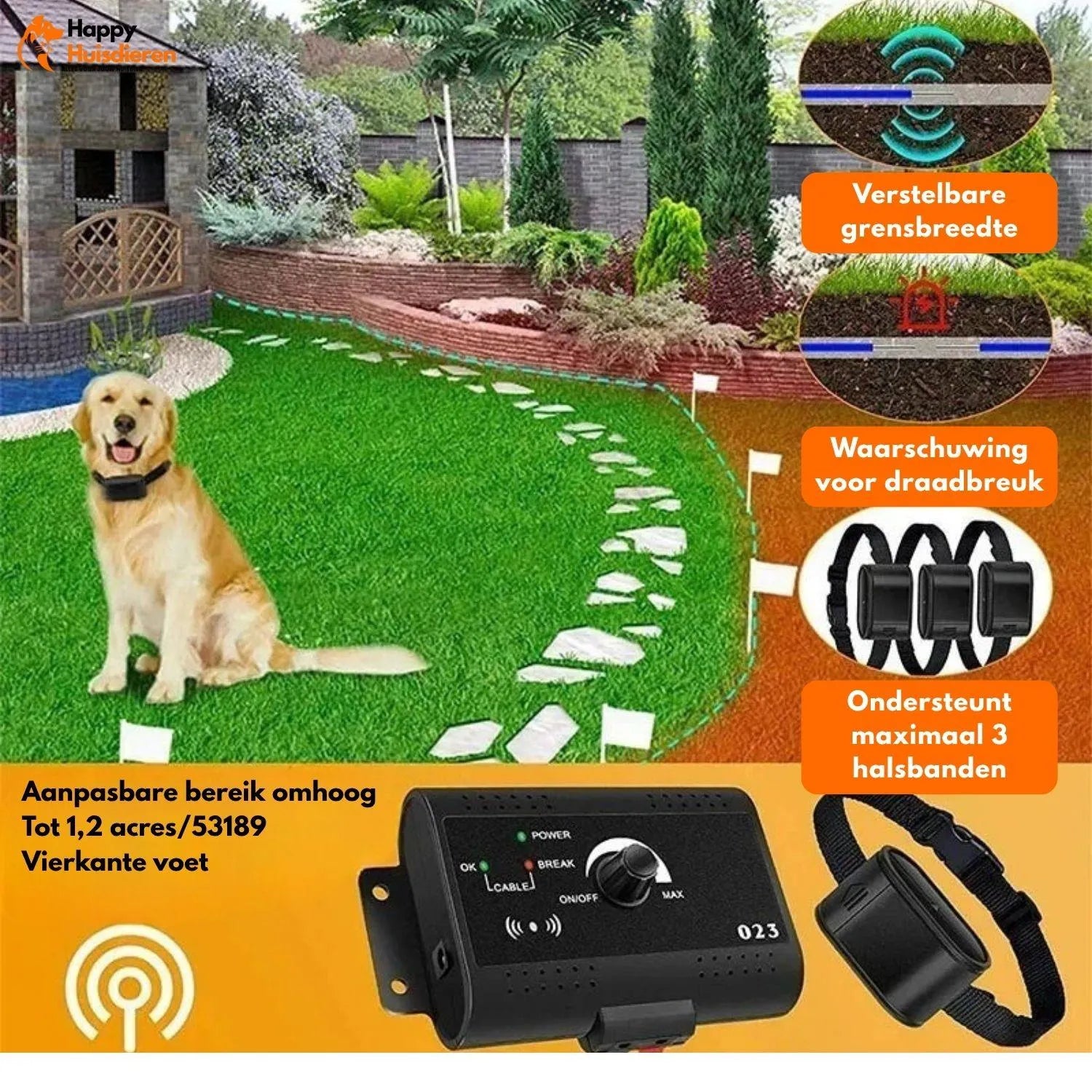 Ongrijpbare Hondenpas | Onzichtbare Draadloze Elektrische Hondenomheining voor Veilig Buiten Spelen